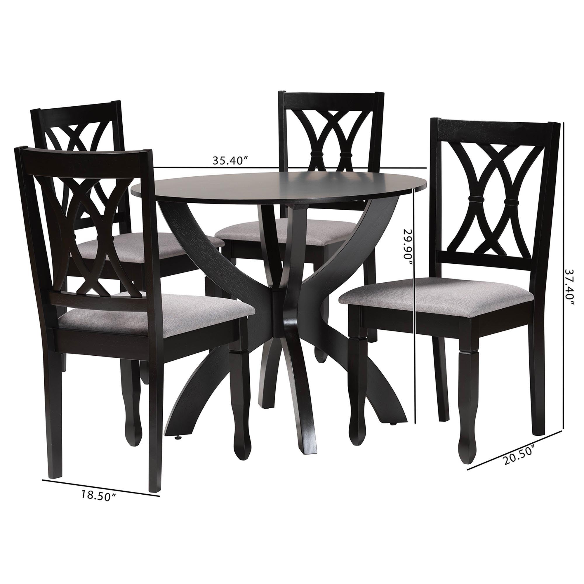 April Modern Fabric and Finished Wood 5-Piece Dining Set