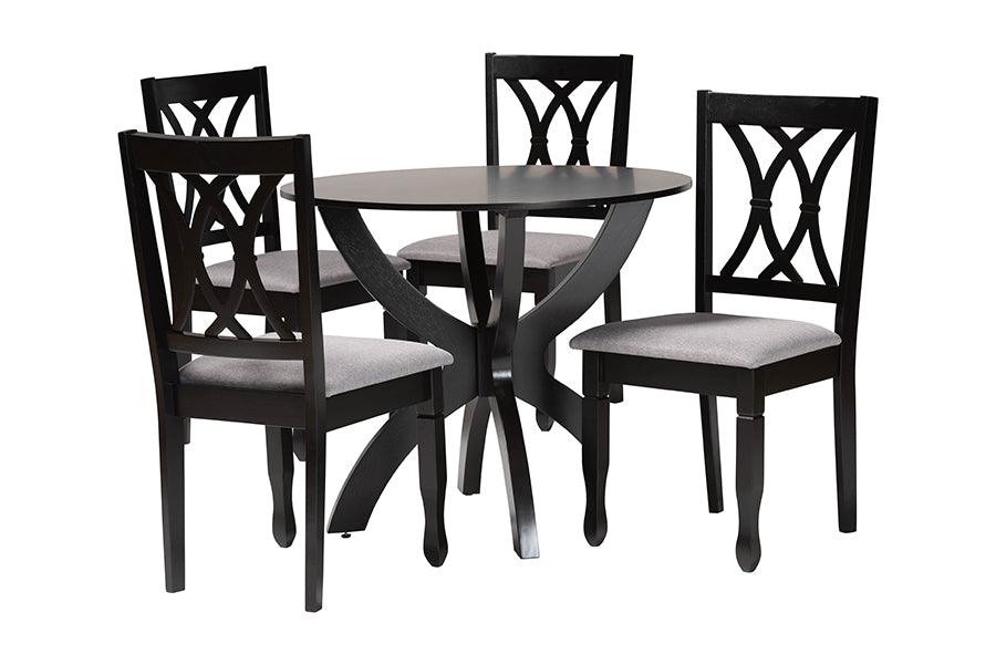 April Modern Fabric and Finished Wood 5-Piece Dining Set