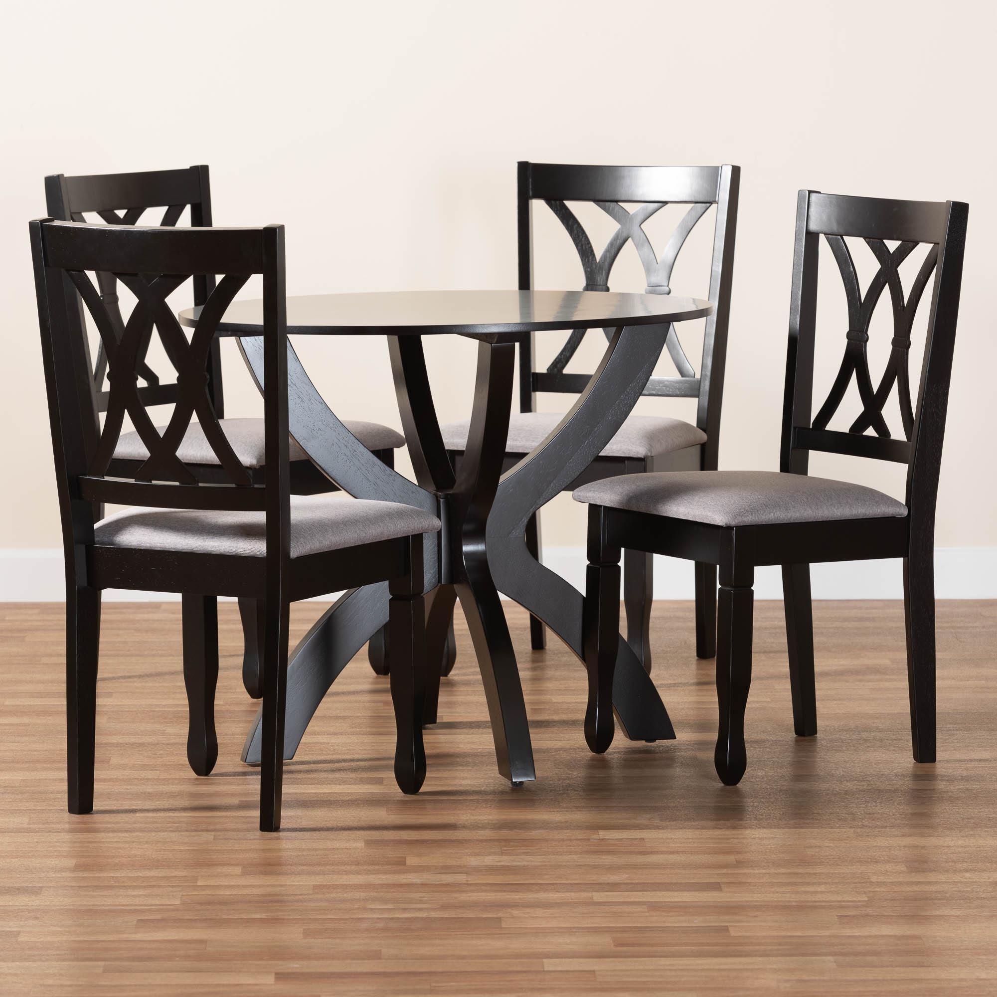 April Modern Fabric and Finished Wood 5-Piece Dining Set