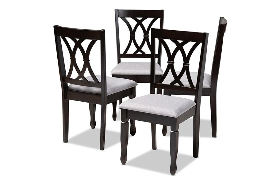 Reneau Modern and Contemporary Fabric Upholstered Espresso Finished Wood Dining Chair Set of 4