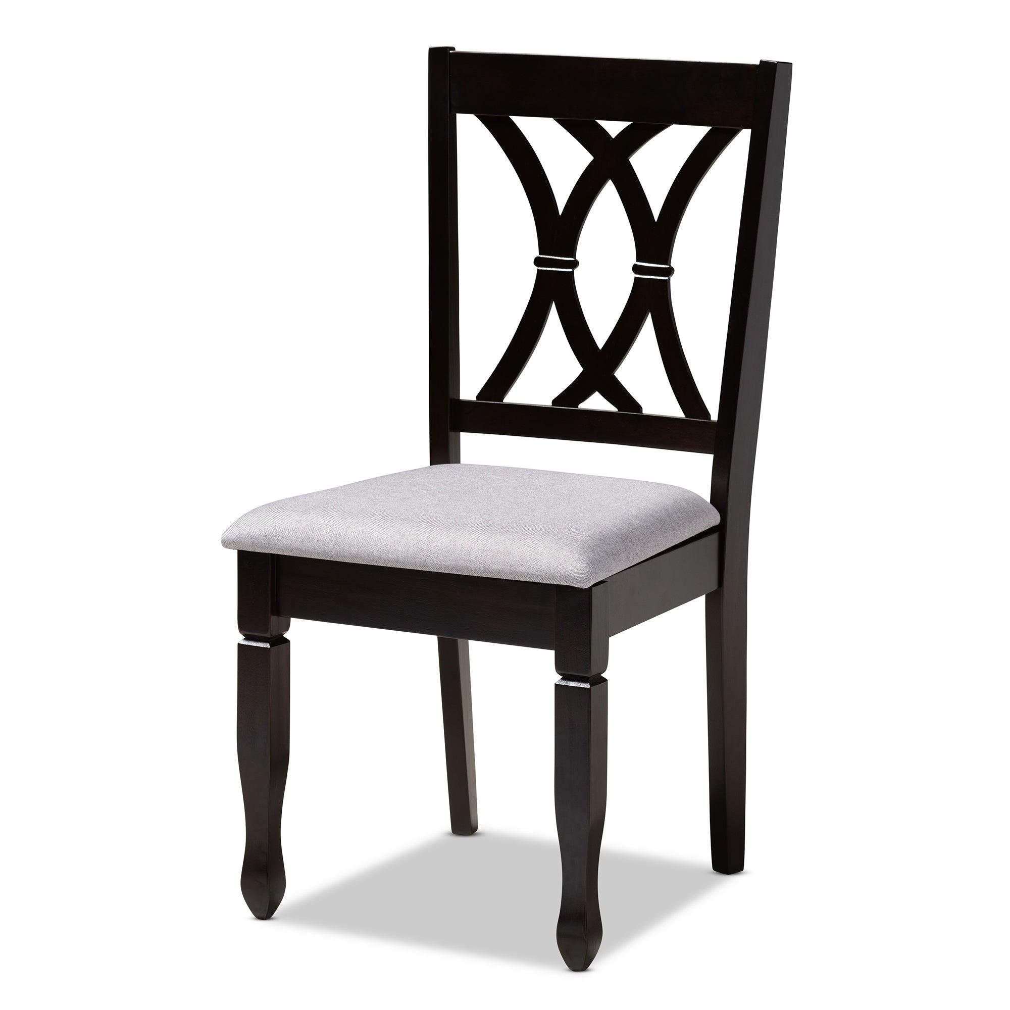 Reneau Modern and Contemporary Fabric Upholstered Espresso Finished Wood Dining Chair Set of 4