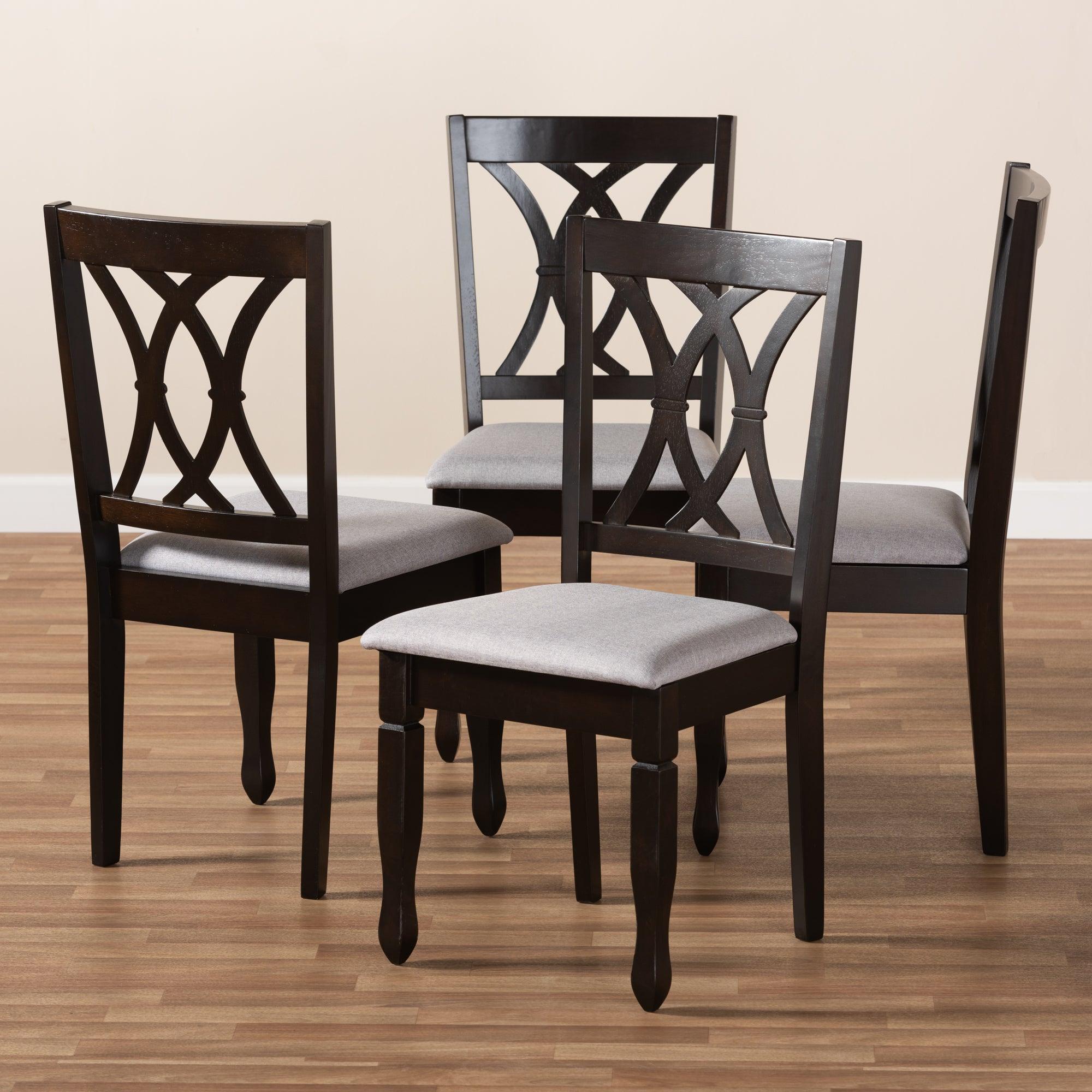 Reneau Modern and Contemporary Fabric Upholstered Espresso Finished Wood Dining Chair Set of 4