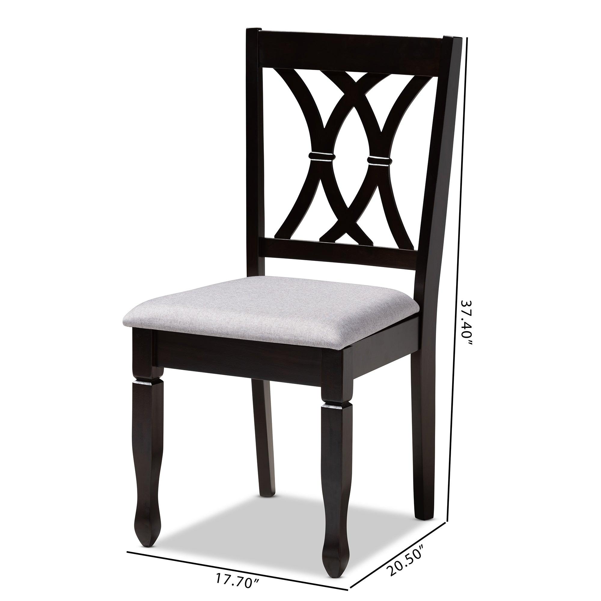 Reneau Modern and Contemporary Fabric Upholstered Espresso Finished Wood Dining Chair Set of 4