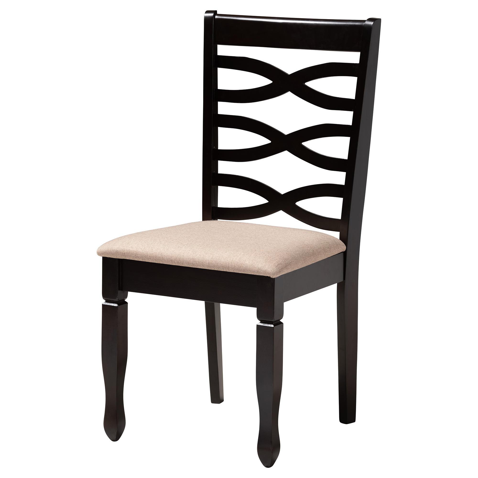 Leda Modern Sand Fabric and Finished Wood 5-Piece Dining Set