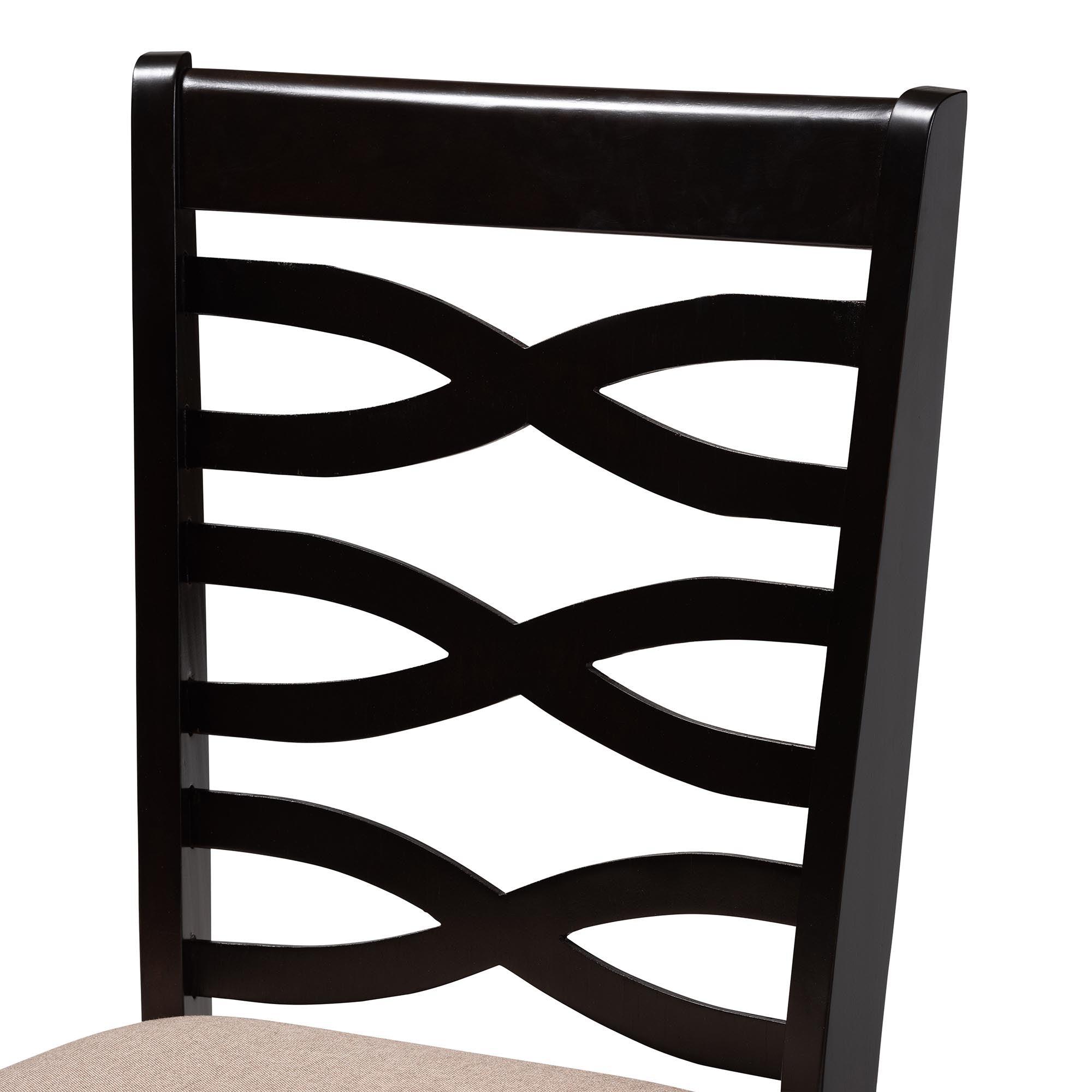 Leda Modern Sand Fabric and Finished Wood 5-Piece Dining Set