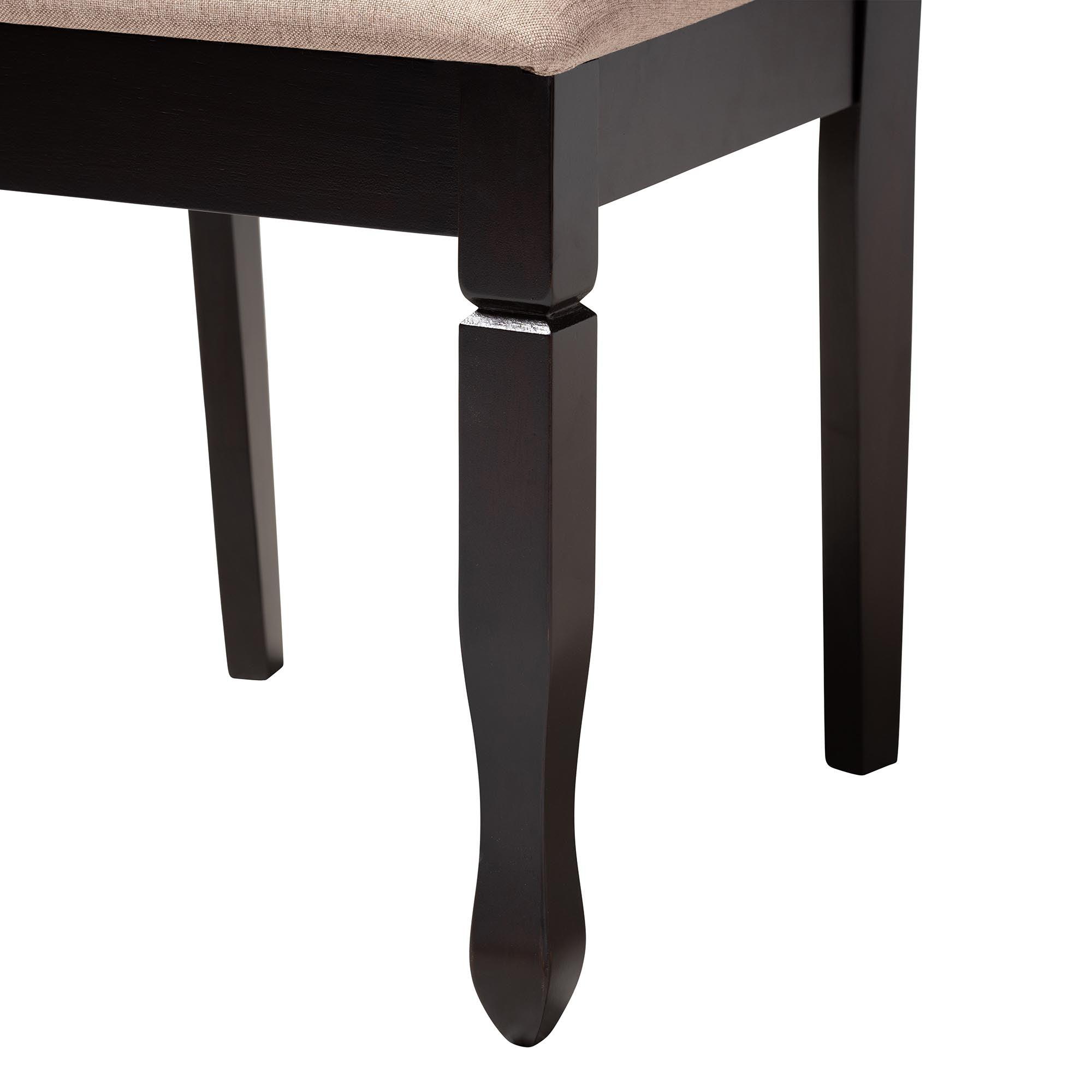 Leda Modern Sand Fabric and Finished Wood 5-Piece Dining Set