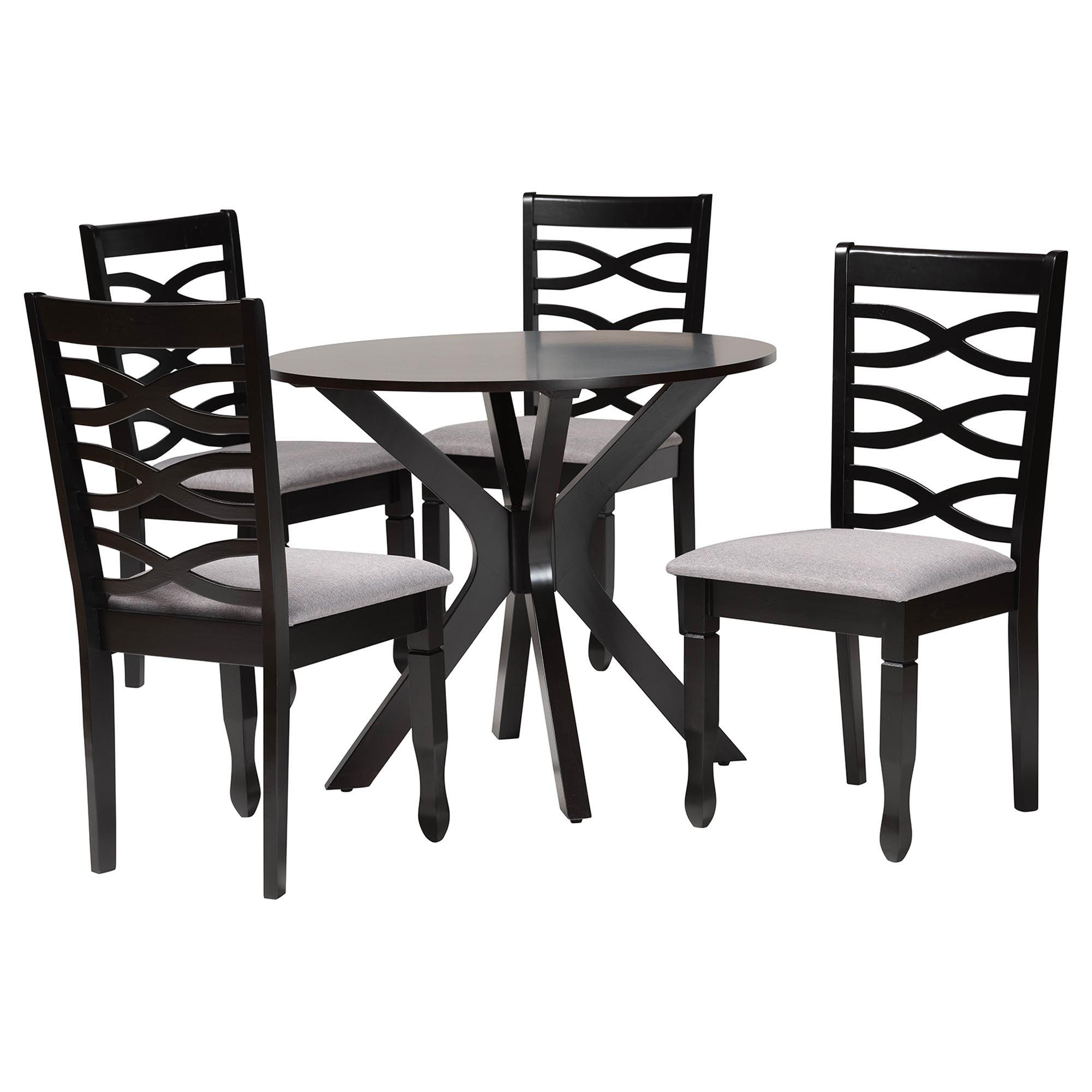 Mila Modern Fabric and Finished Wood 5-Piece Dining Set