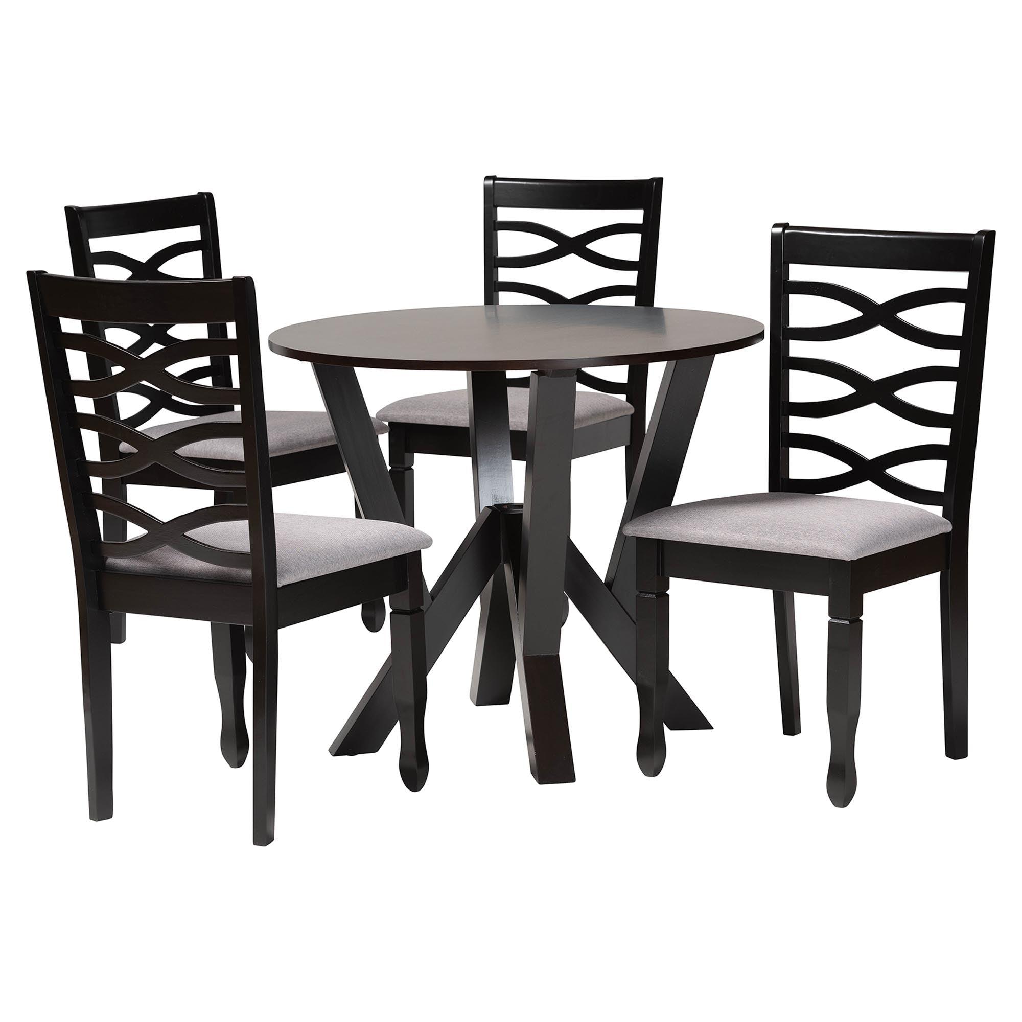 Ariane Modern Fabric and Finished Wood 5-Piece Dining Set