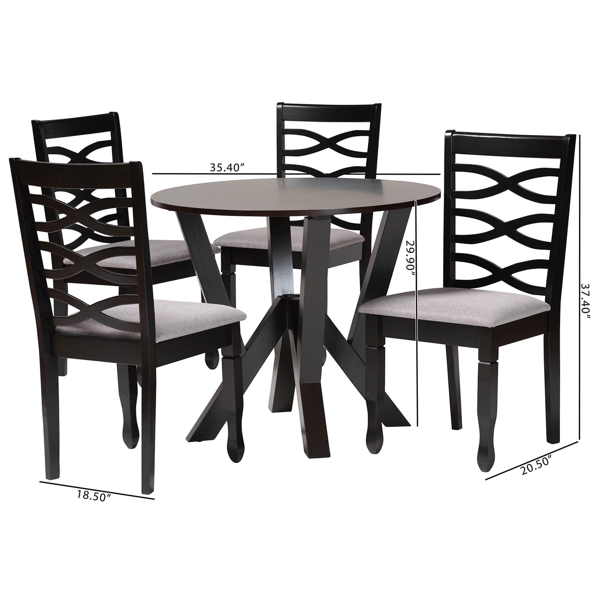 Ariane Modern Fabric and Finished Wood 5-Piece Dining Set