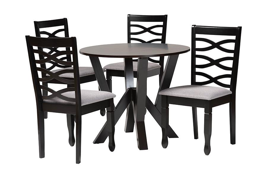 Ariane Modern Fabric and Finished Wood 5-Piece Dining Set