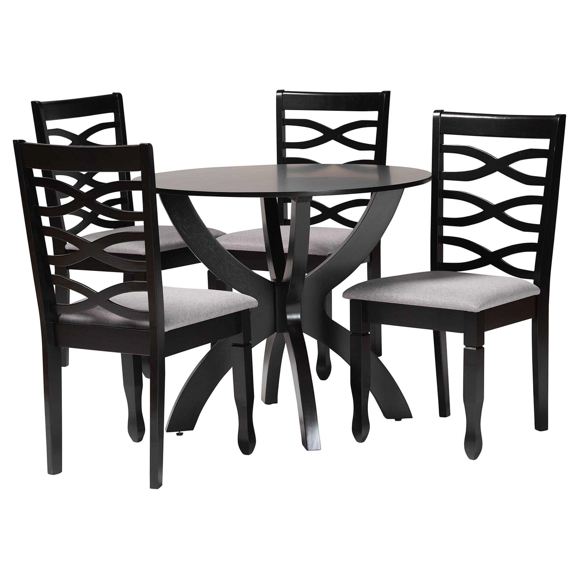 Aspen Modern Fabric and Finished Wood 5-Piece Dining Set
