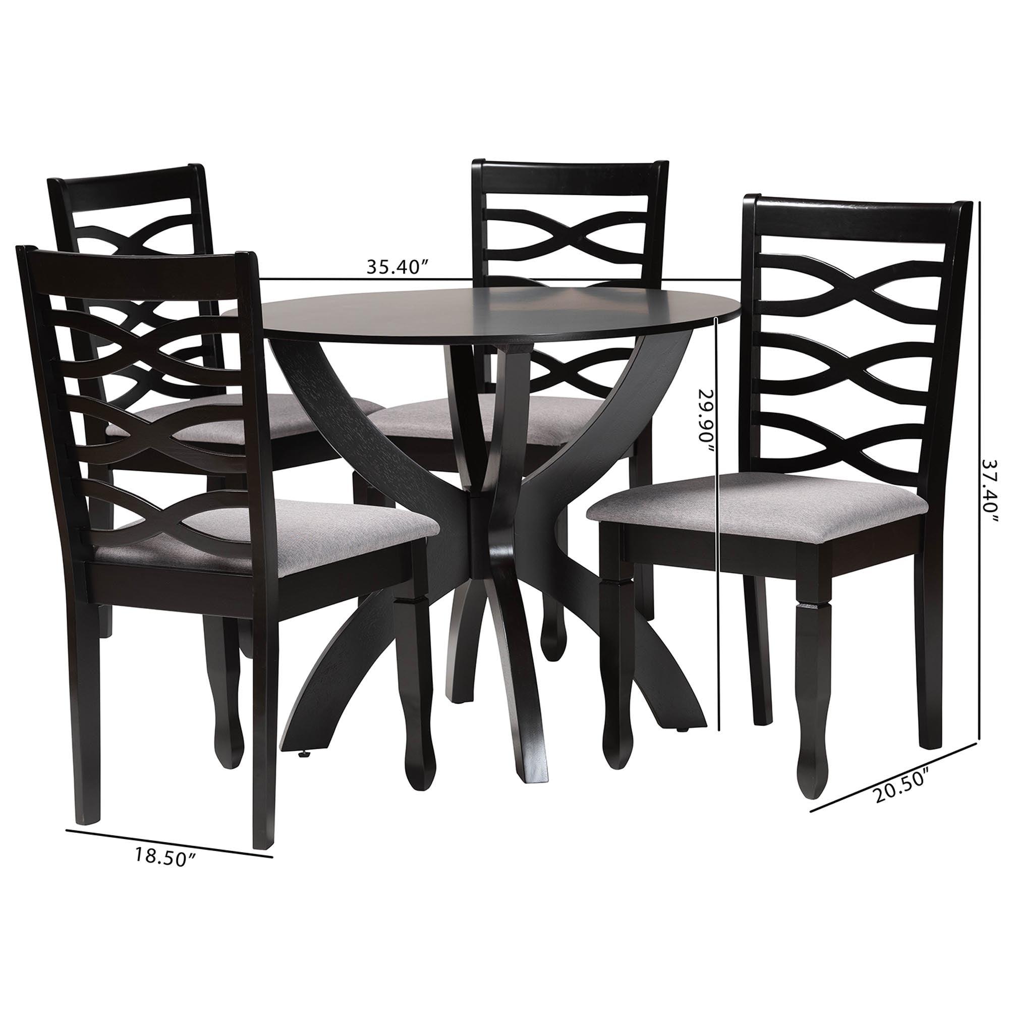 Aspen Modern Fabric and Finished Wood 5-Piece Dining Set