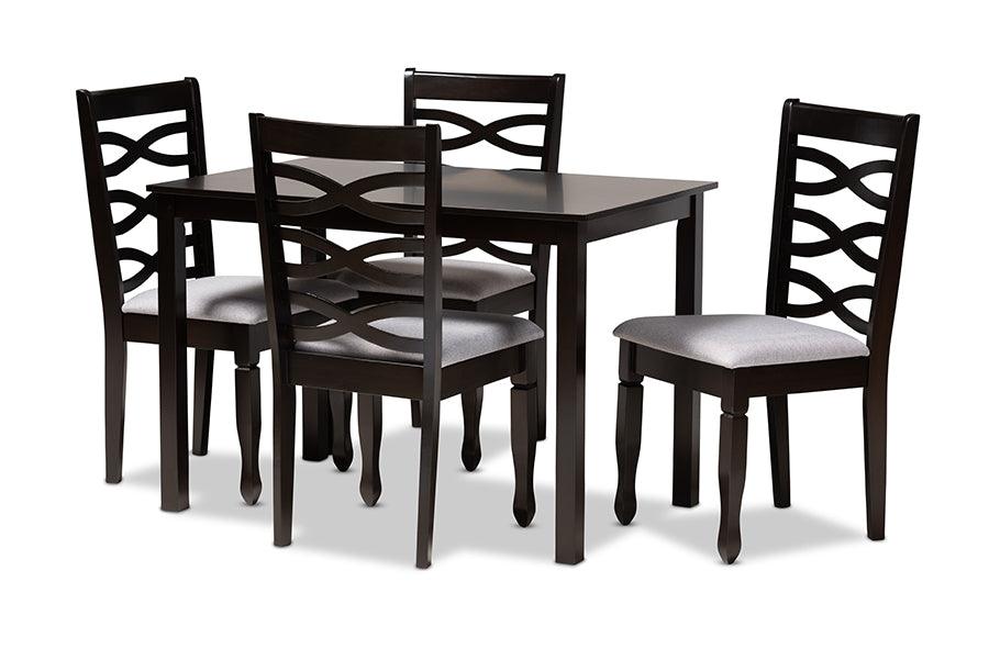 Lanier Modern and Contemporary Fabric Upholstered Espresso Finished Wood 5-Piece Dining Set