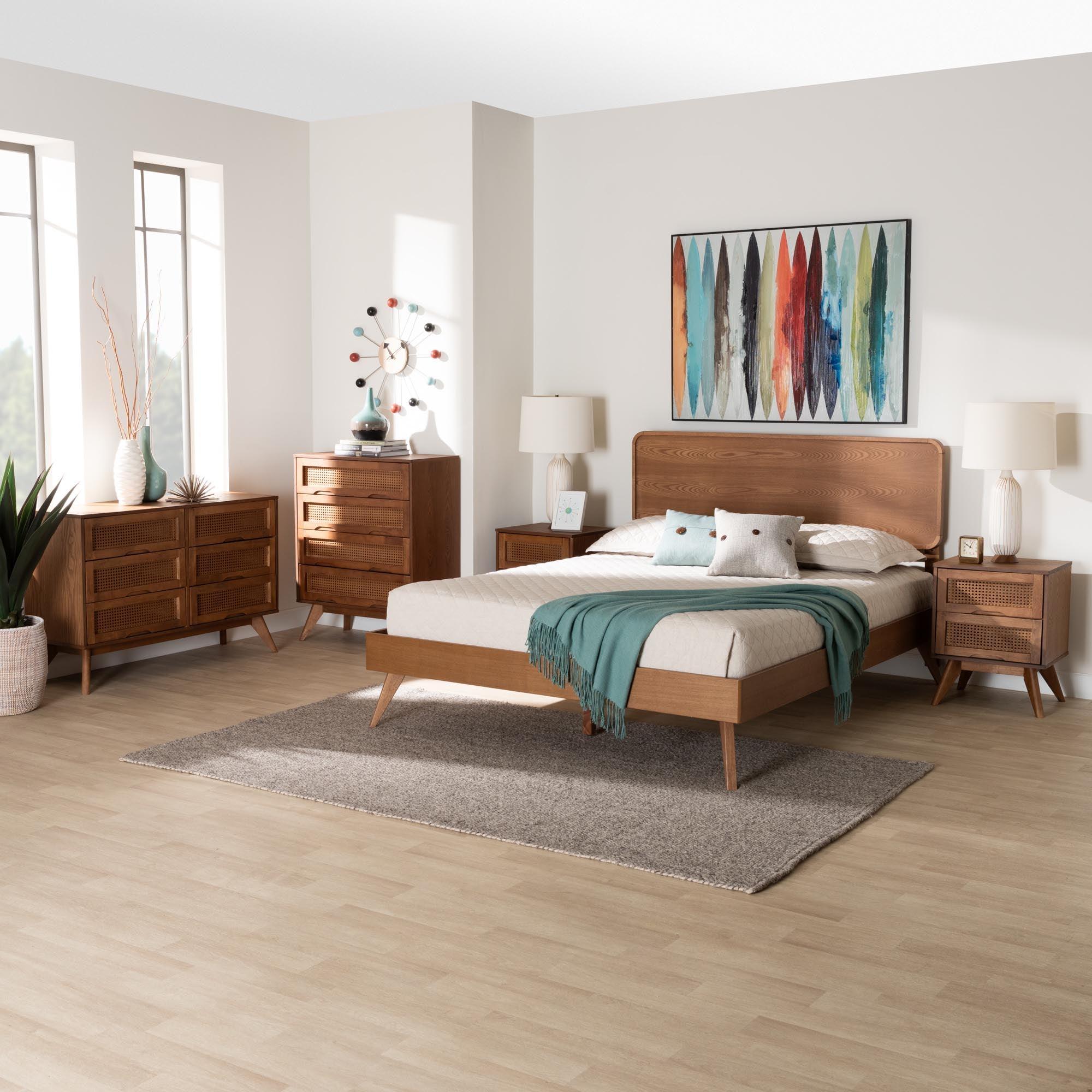Demeter Mid-Century Modern Finished Wood 5-Piece Bedroom Set