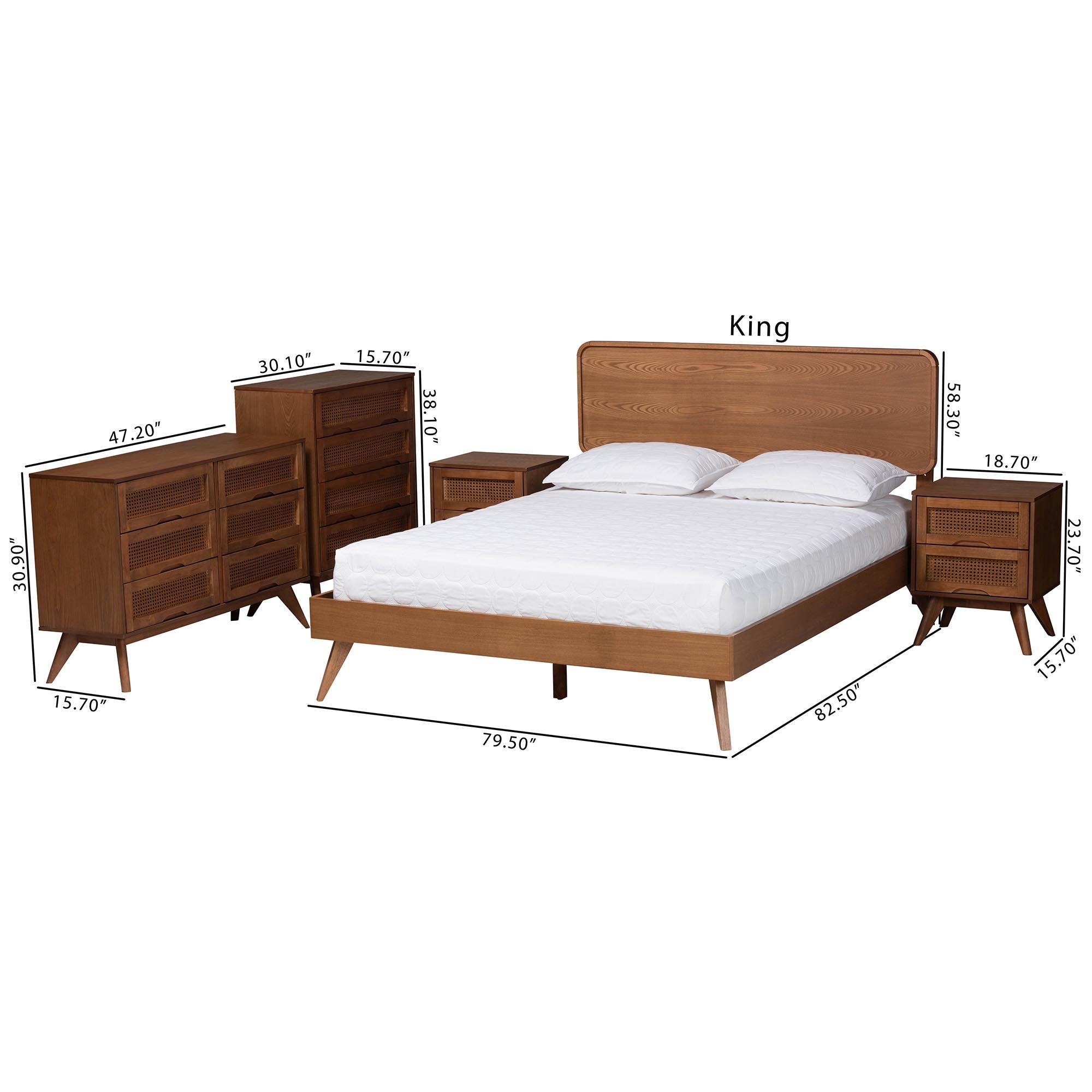 Demeter Mid-Century Modern Finished Wood 5-Piece Bedroom Set