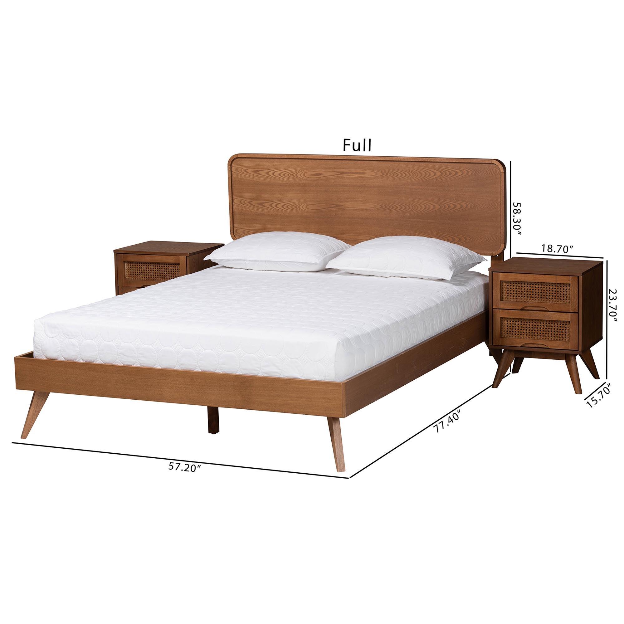 Demeter Mid-Century Modern Finished Wood 3-Piece Bedroom Set