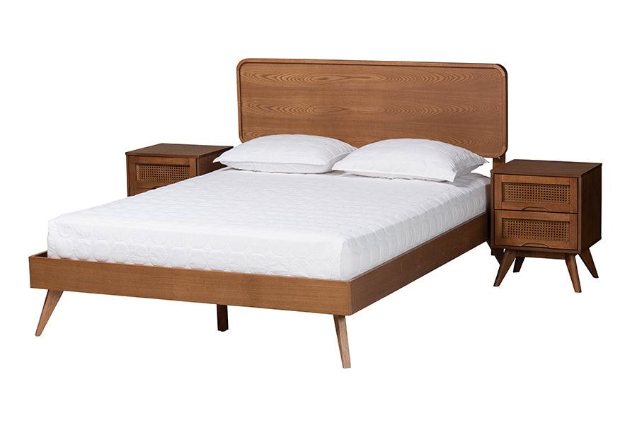 Demeter Mid-Century Modern Finished Wood 3-Piece Bedroom Set