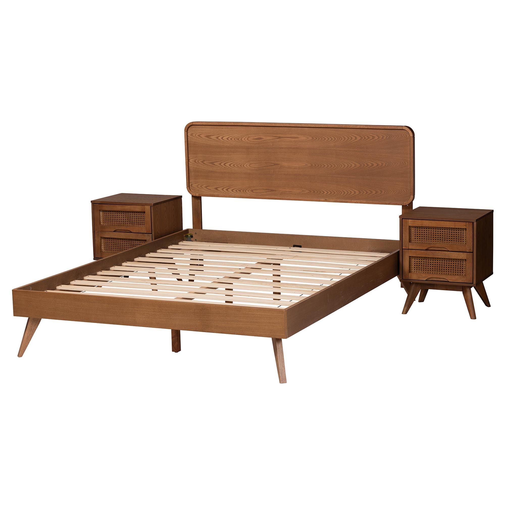 Demeter Mid-Century Modern Finished Wood 3-Piece Bedroom Set
