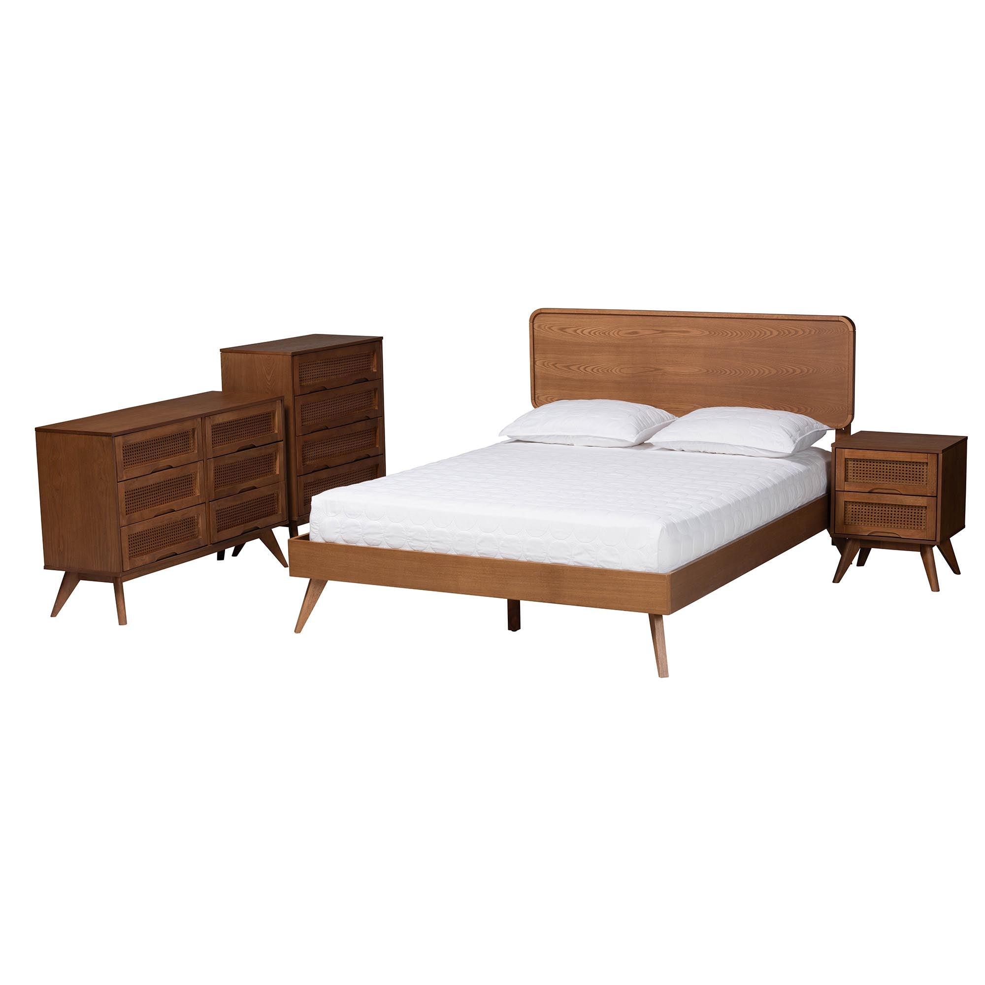 Demeter Mid-Century Modern Finished Wood 4-Piece Bedroom Set