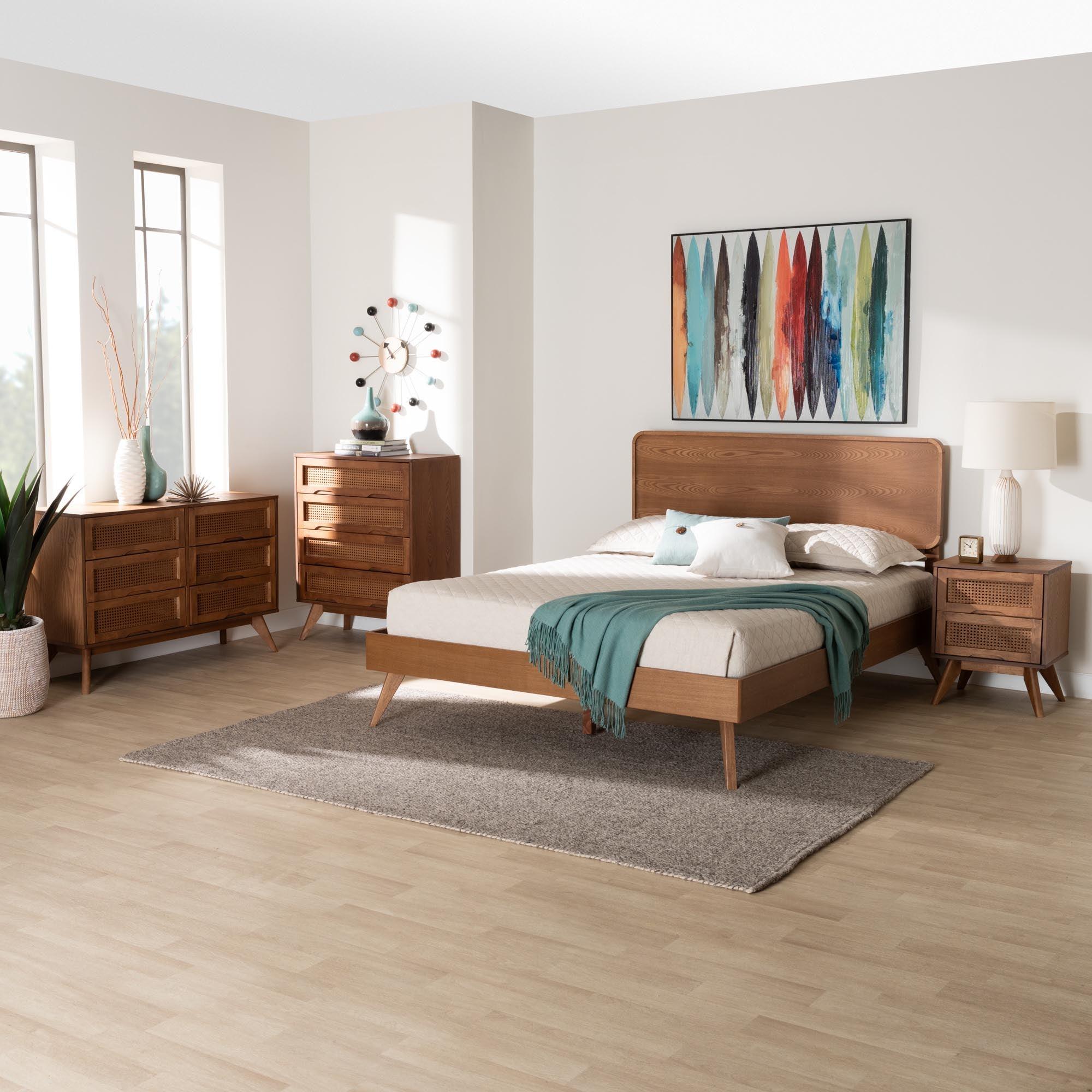 Demeter Mid-Century Modern Finished Wood 4-Piece Bedroom Set