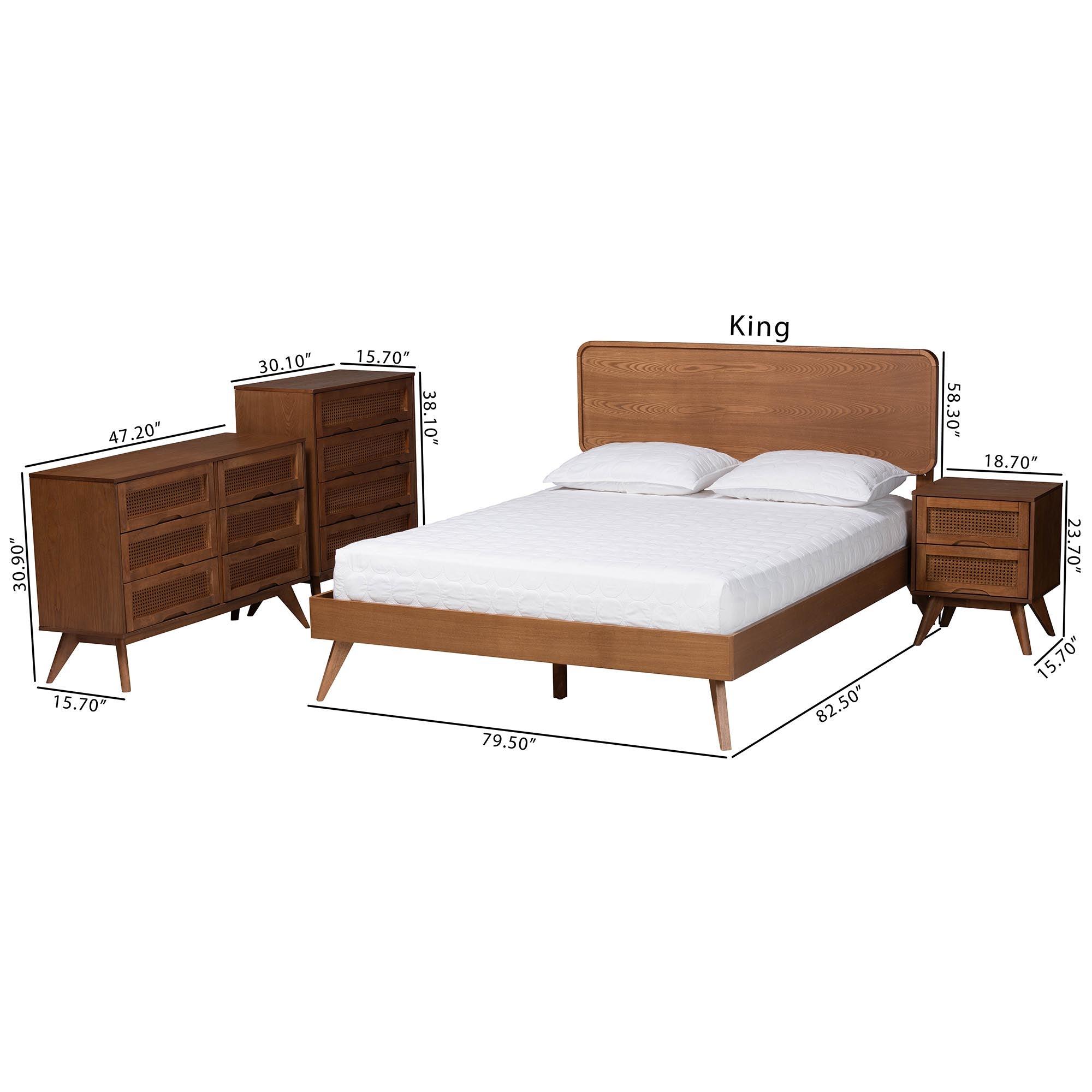 Demeter Mid-Century Modern Finished Wood 4-Piece Bedroom Set