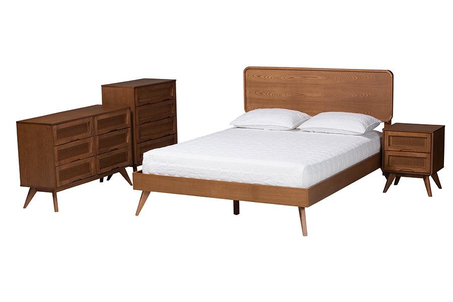Demeter Mid-Century Modern Finished Wood 4-Piece Bedroom Set