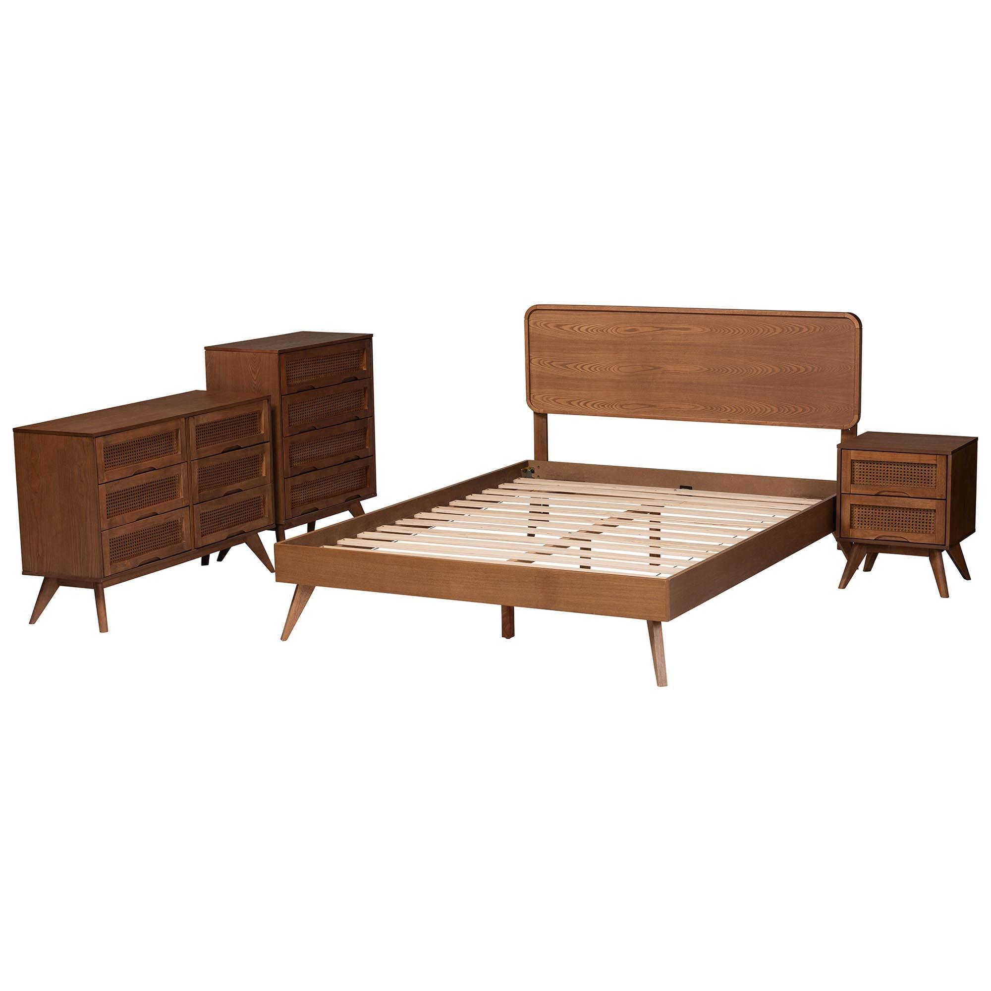 Demeter Mid-Century Modern Finished Wood 4-Piece Bedroom Set