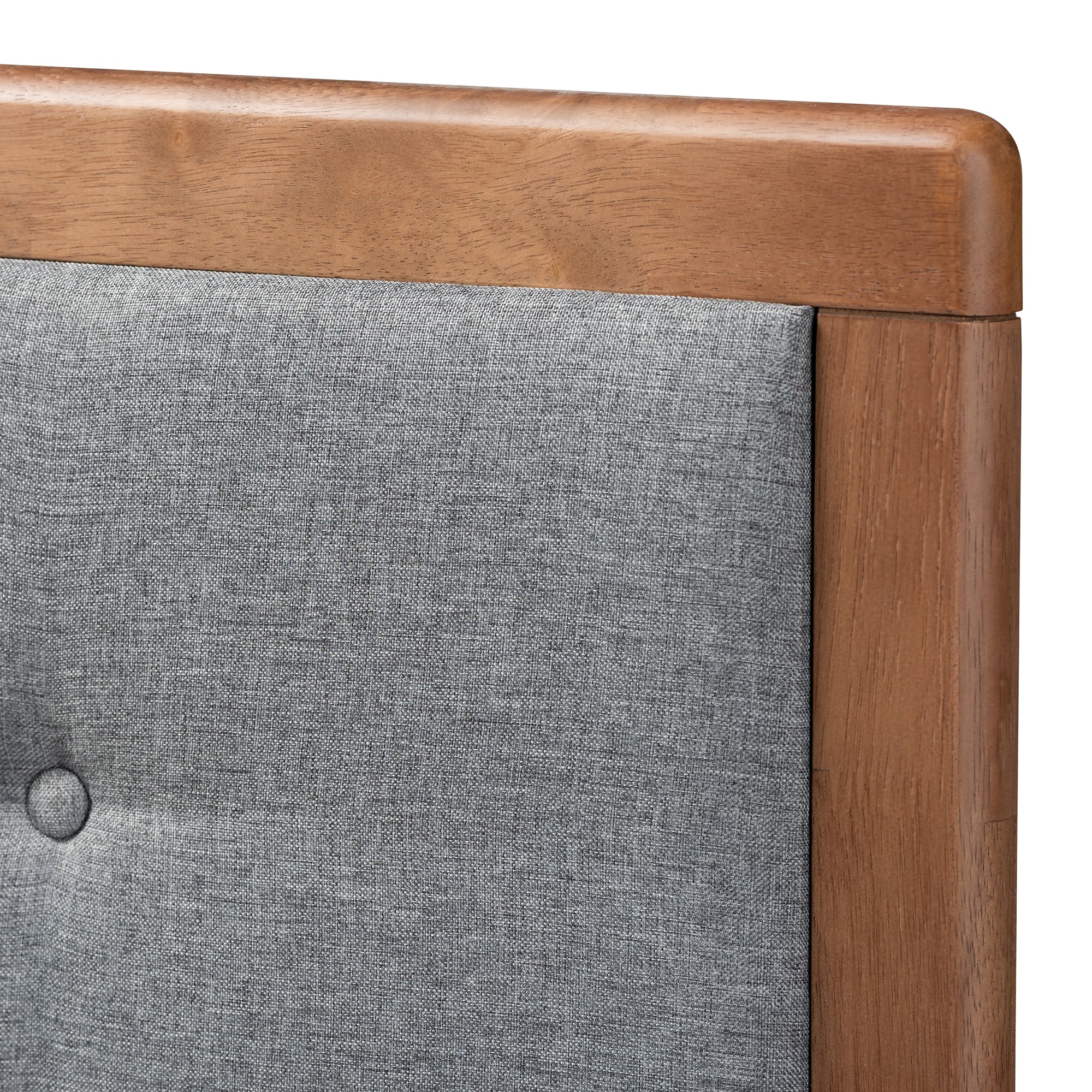 Ines Mid-Century Modern Fabric Upholstered Finished Wood Platform Bed