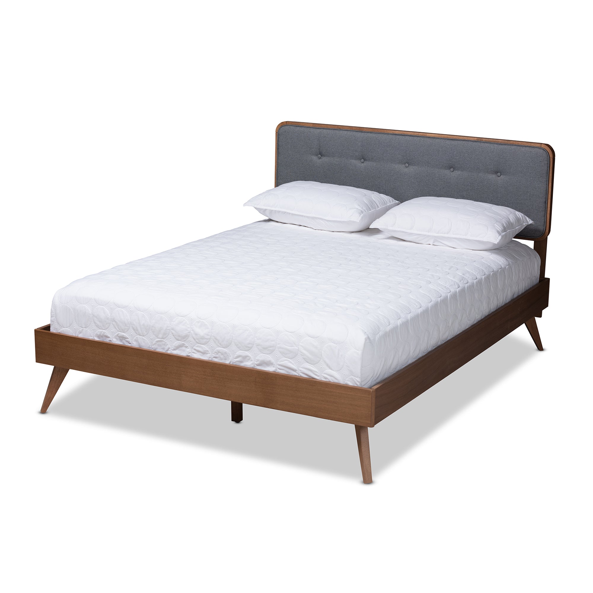 Dilara Mid-Century Modern Fabric Upholstered Finished Wood Platform Bed