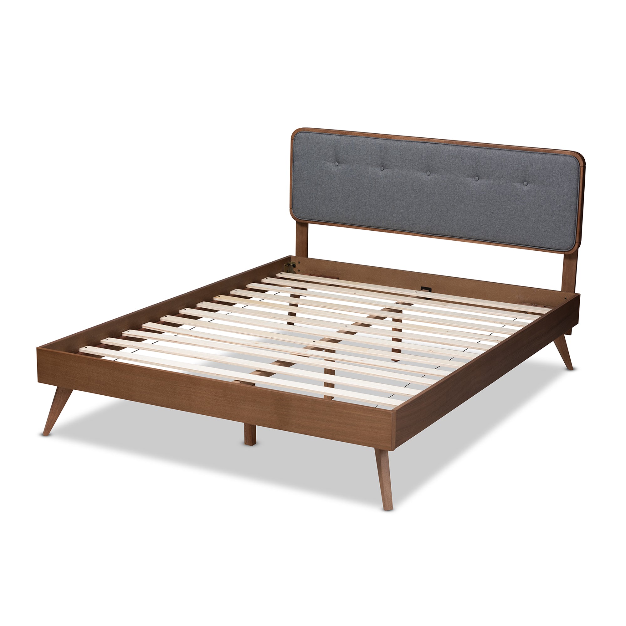 Dilara Mid-Century Modern Fabric Upholstered Finished Wood Platform Bed