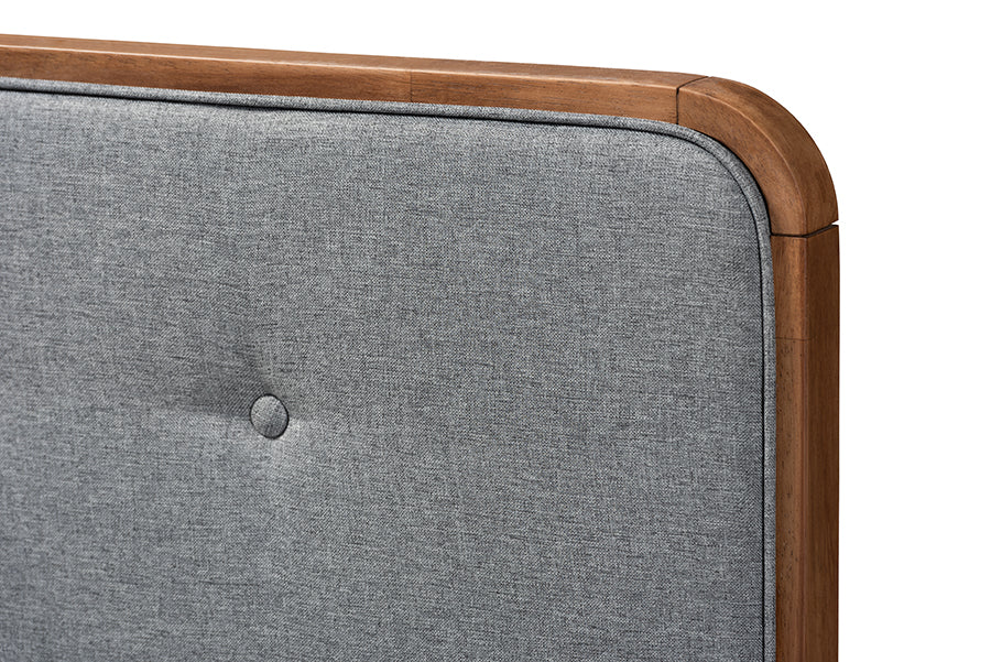 Dilara Mid-Century Modern Fabric Upholstered Finished Wood Platform Bed