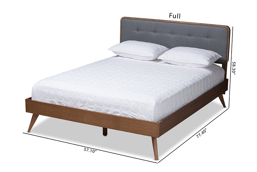 Dilara Mid-Century Modern Fabric Upholstered Finished Wood Platform Bed