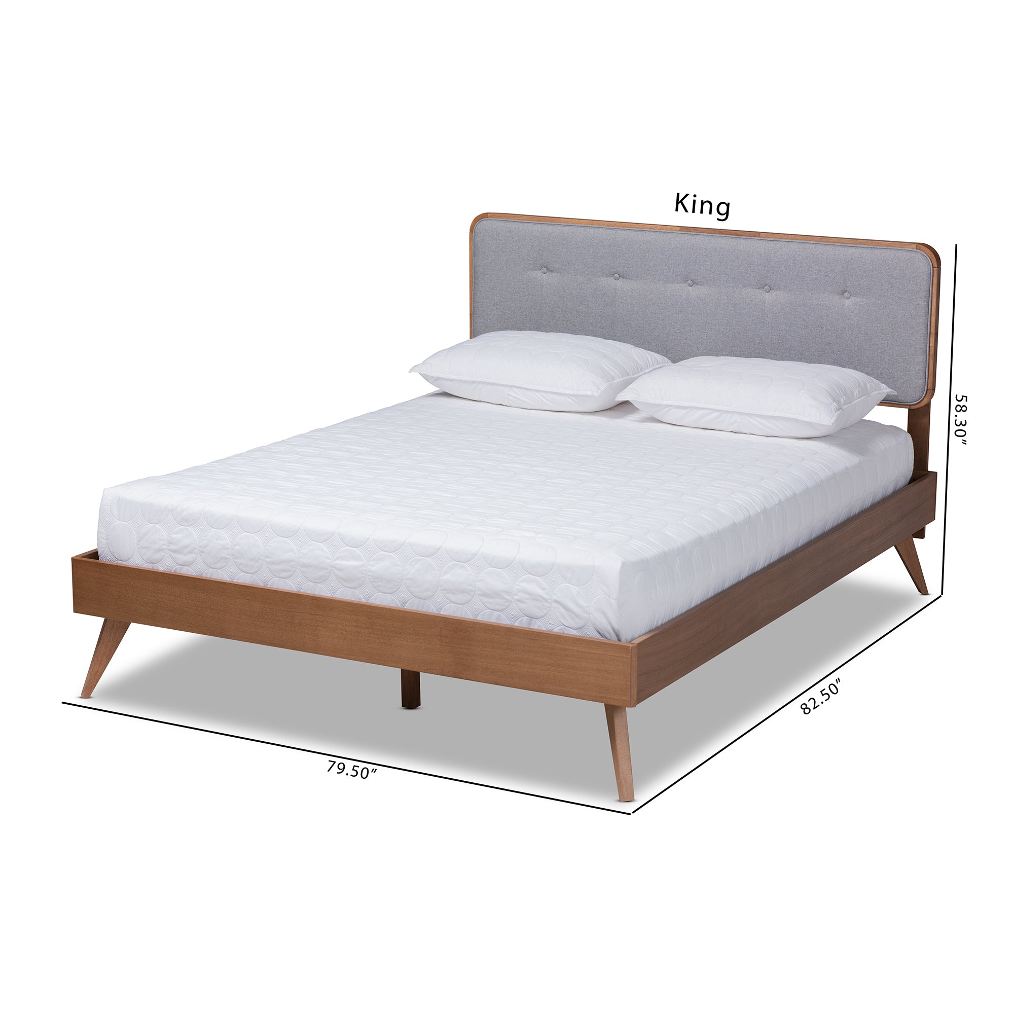 Dilara Mid-Century Modern Fabric Upholstered Finished Wood Platform Bed