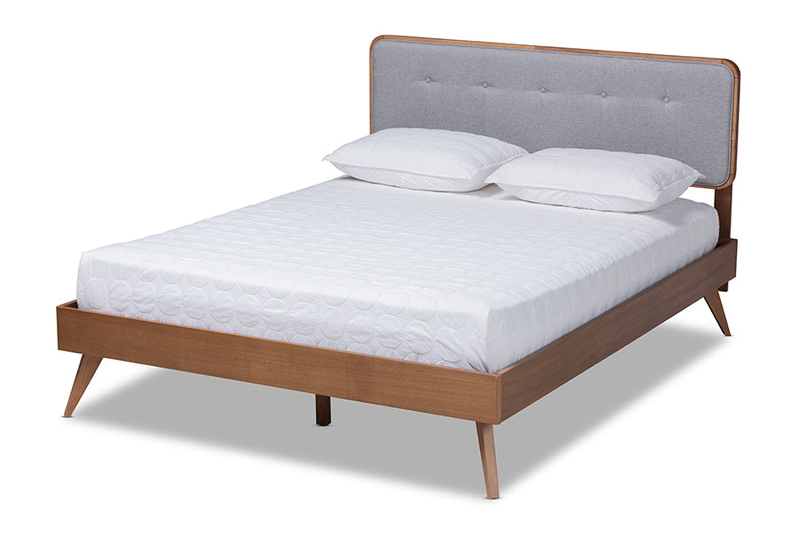 Dilara Mid-Century Modern Fabric Upholstered Finished Wood Platform Bed