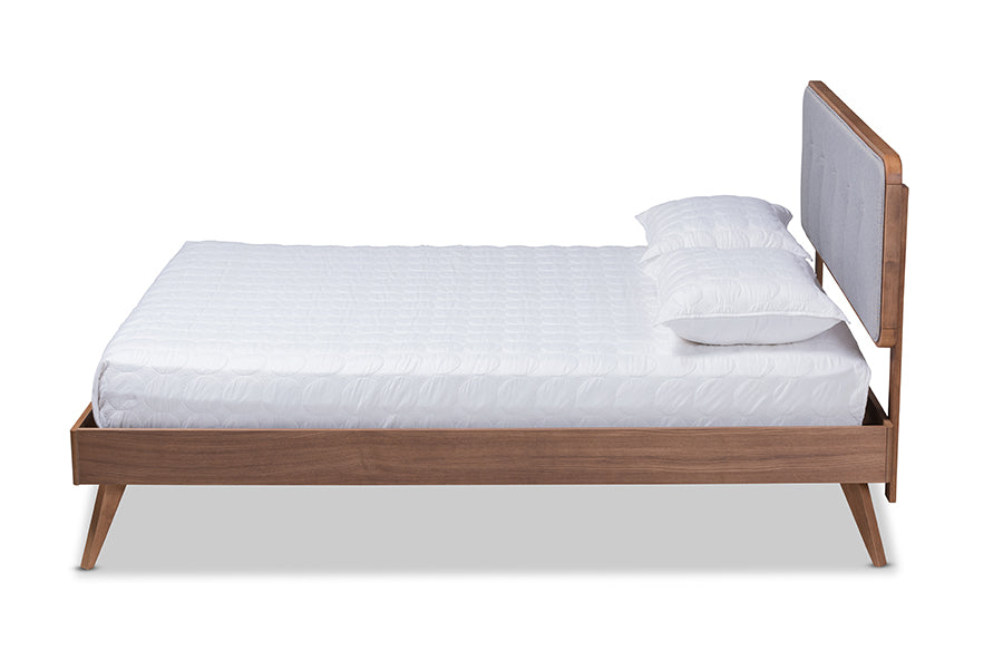 Dilara Mid-Century Modern Fabric Upholstered Finished Wood Platform Bed