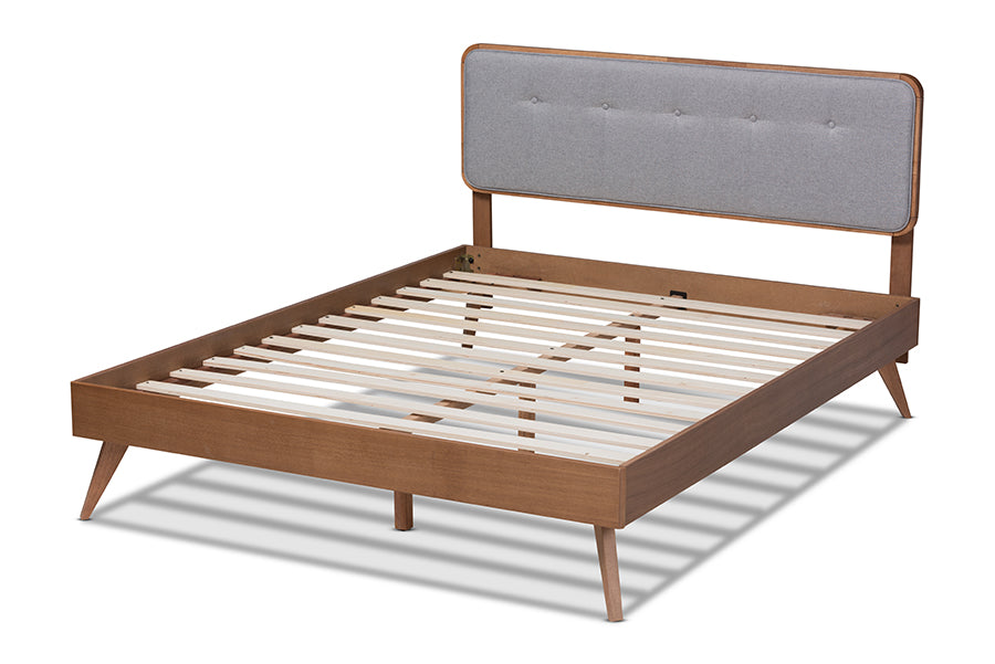 Dilara Mid-Century Modern Fabric Upholstered Finished Wood Platform Bed
