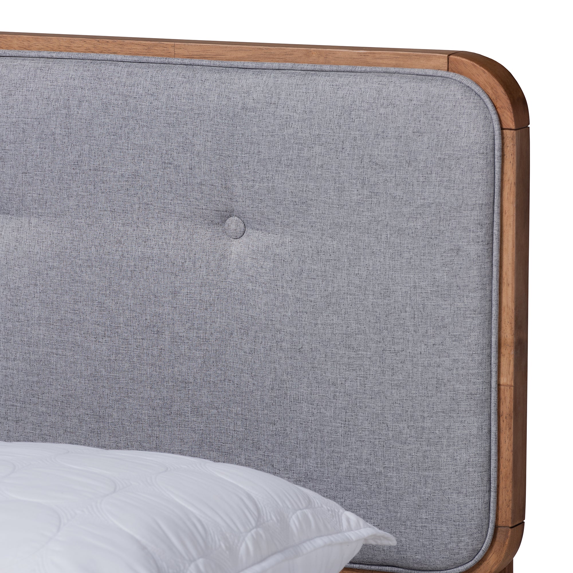 Dilara Mid-Century Modern Fabric Upholstered Finished Wood Platform Bed