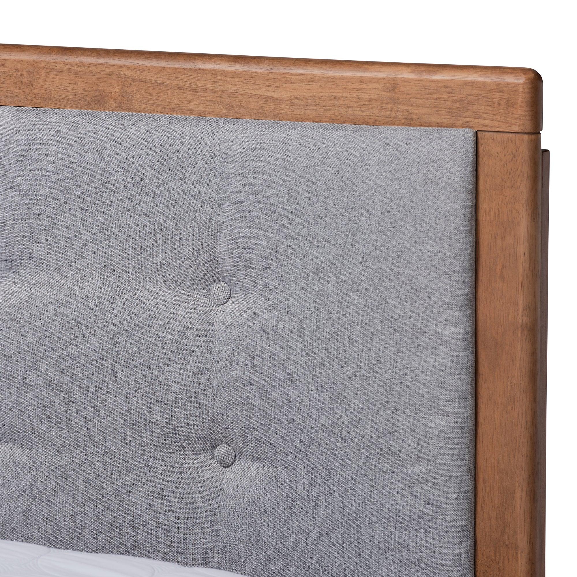 Viviana Modern and Contemporary Light Fabric Upholstered and Ash Finished Wood Platform Bed