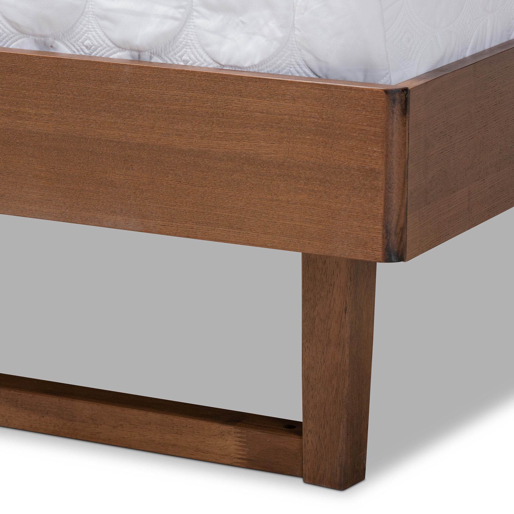 Natalia Mid-Century Modern Fabric Upholstered and Finished Wood Platform Bed