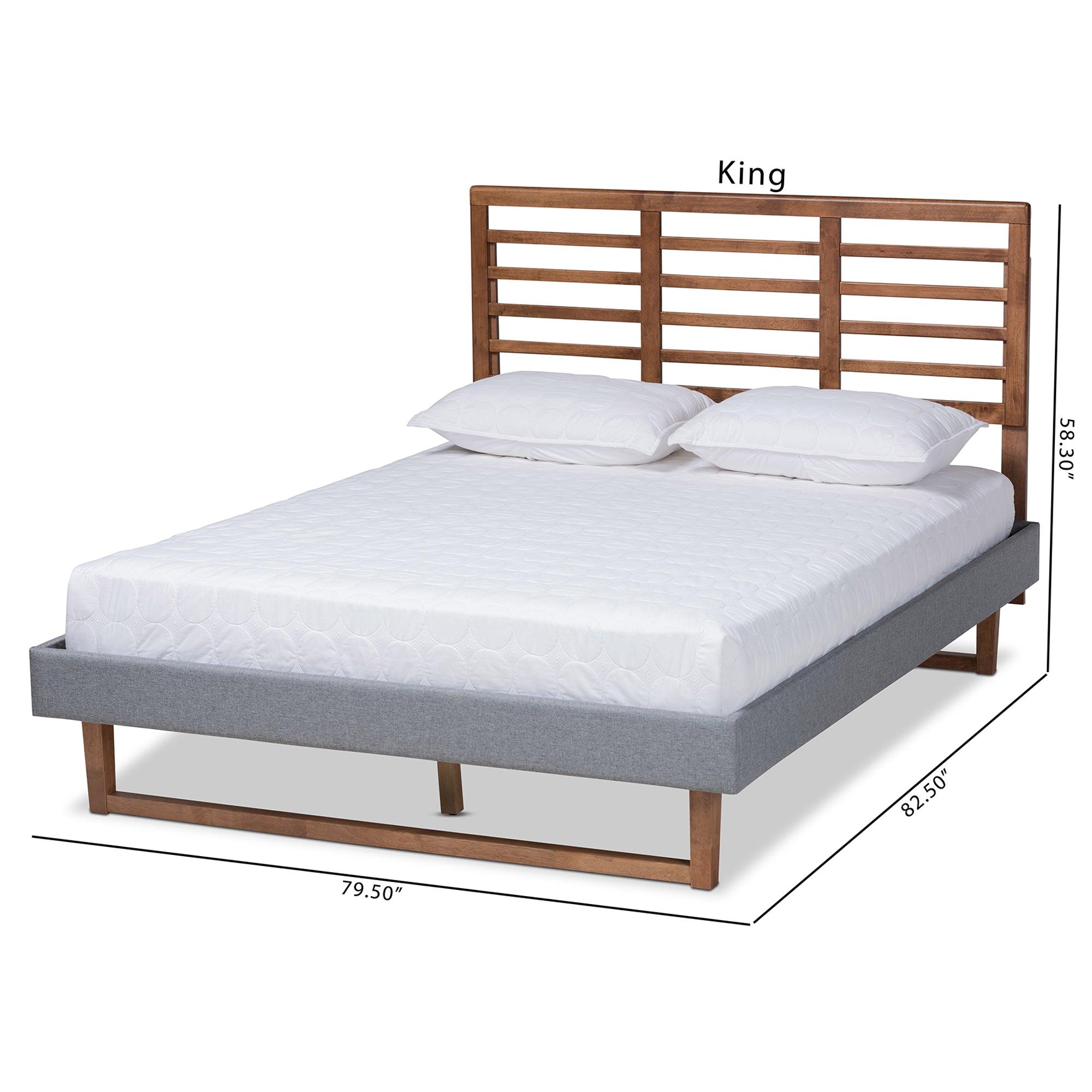 Rina Modern and Contemporary Dark Fabric Upholstered and Ash Finished Wood Platform Bed