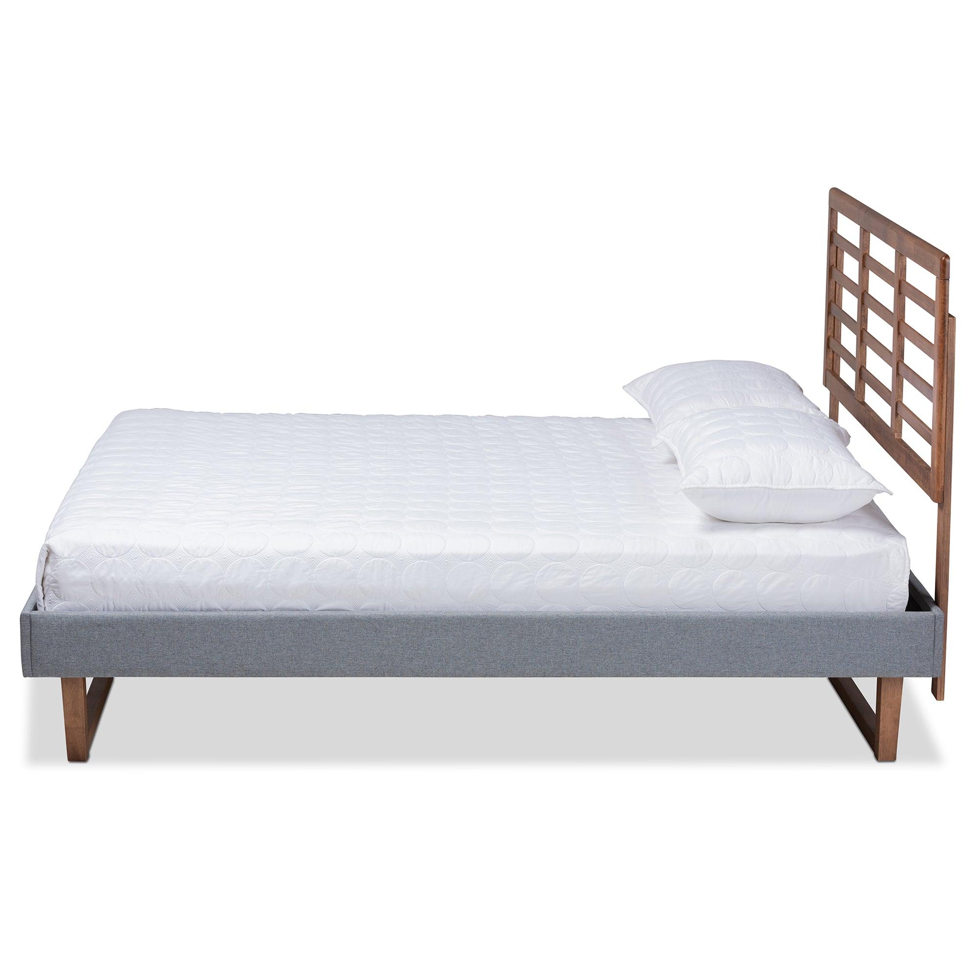 Rina Modern and Contemporary Dark Fabric Upholstered and Ash Finished Wood Platform Bed