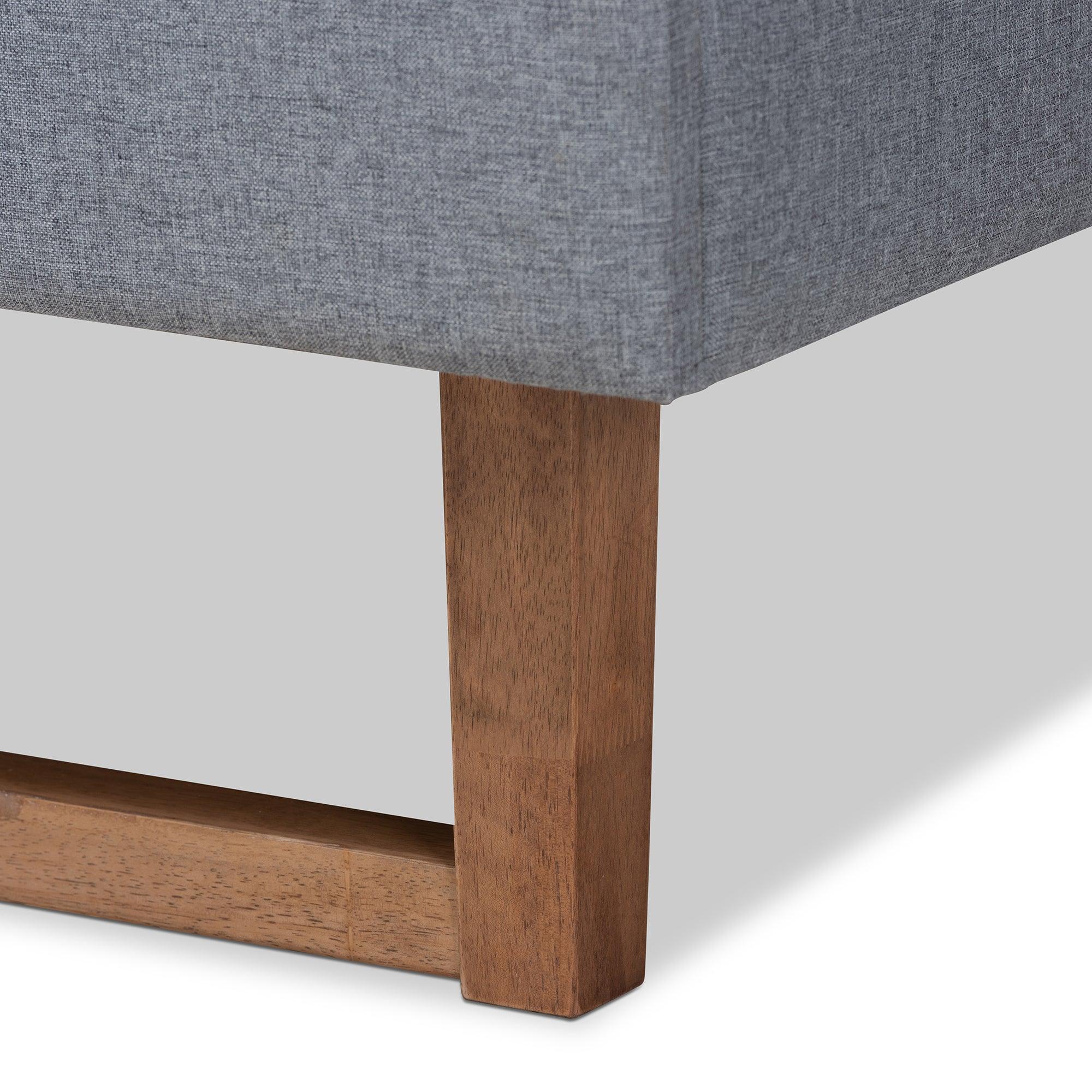 Emele Modern Transitional Dark Fabric Upholstered and Ash Finished Wood Platform Bed