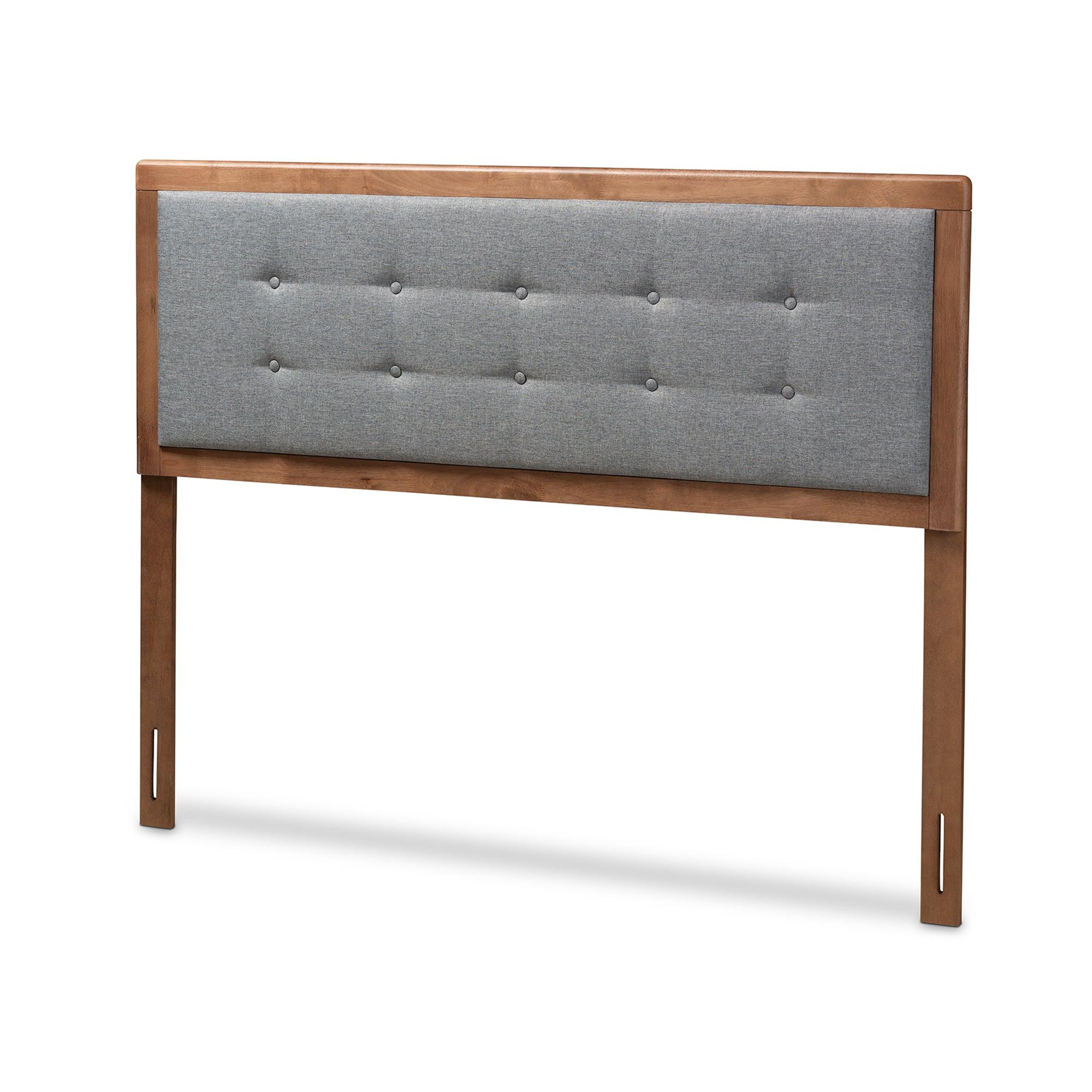 Sarine Mid-Century Modern Dark Fabric Upholstered Finished Wood Headboard