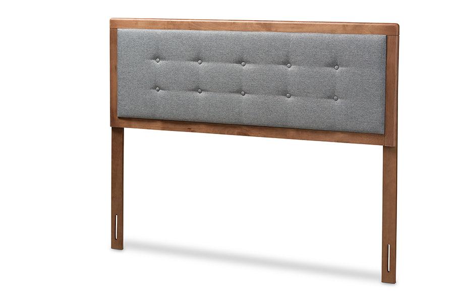 Sarine Mid-Century Modern Dark Fabric Upholstered Finished Wood Headboard