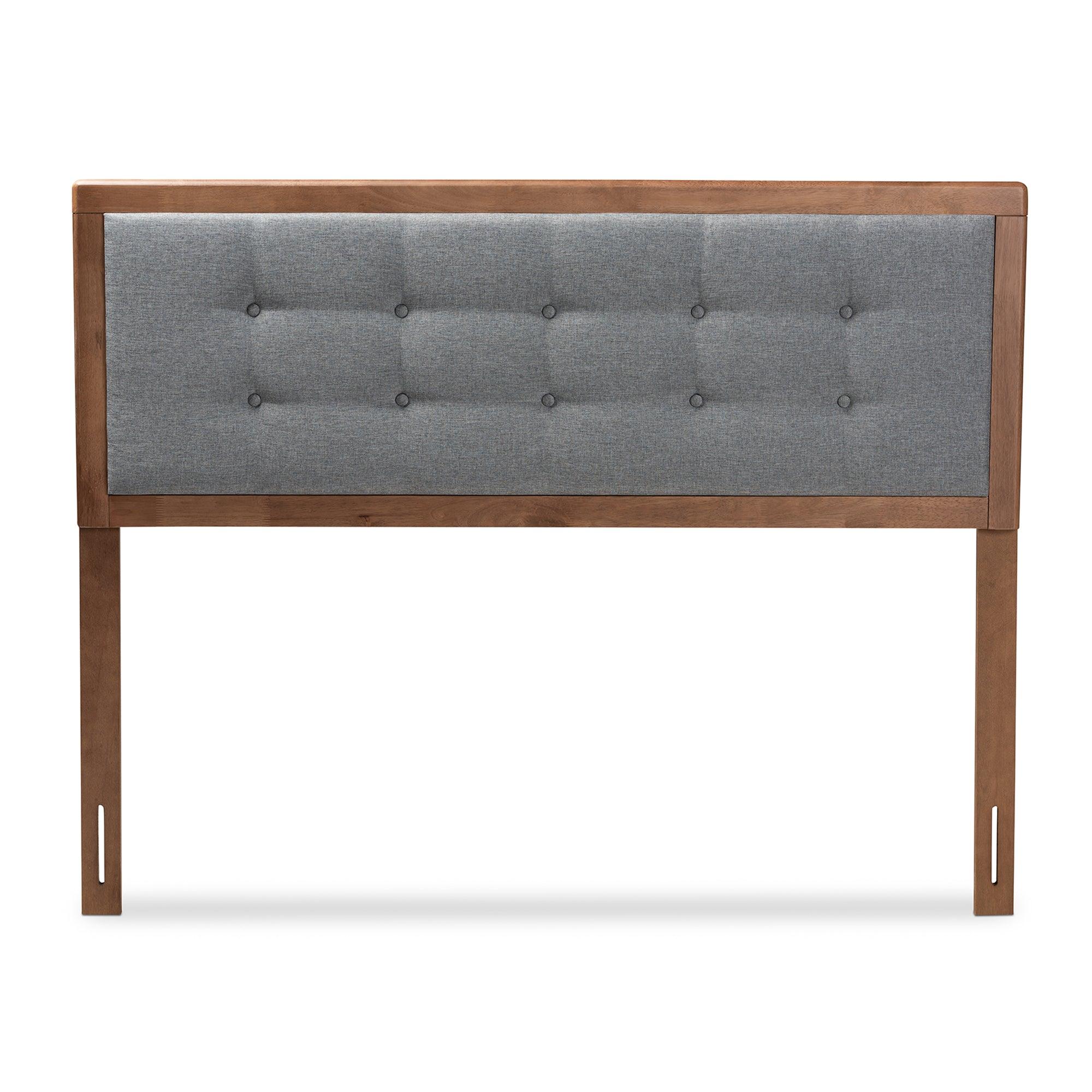 Sarine Mid-Century Modern Dark Fabric Upholstered Finished Wood Headboard