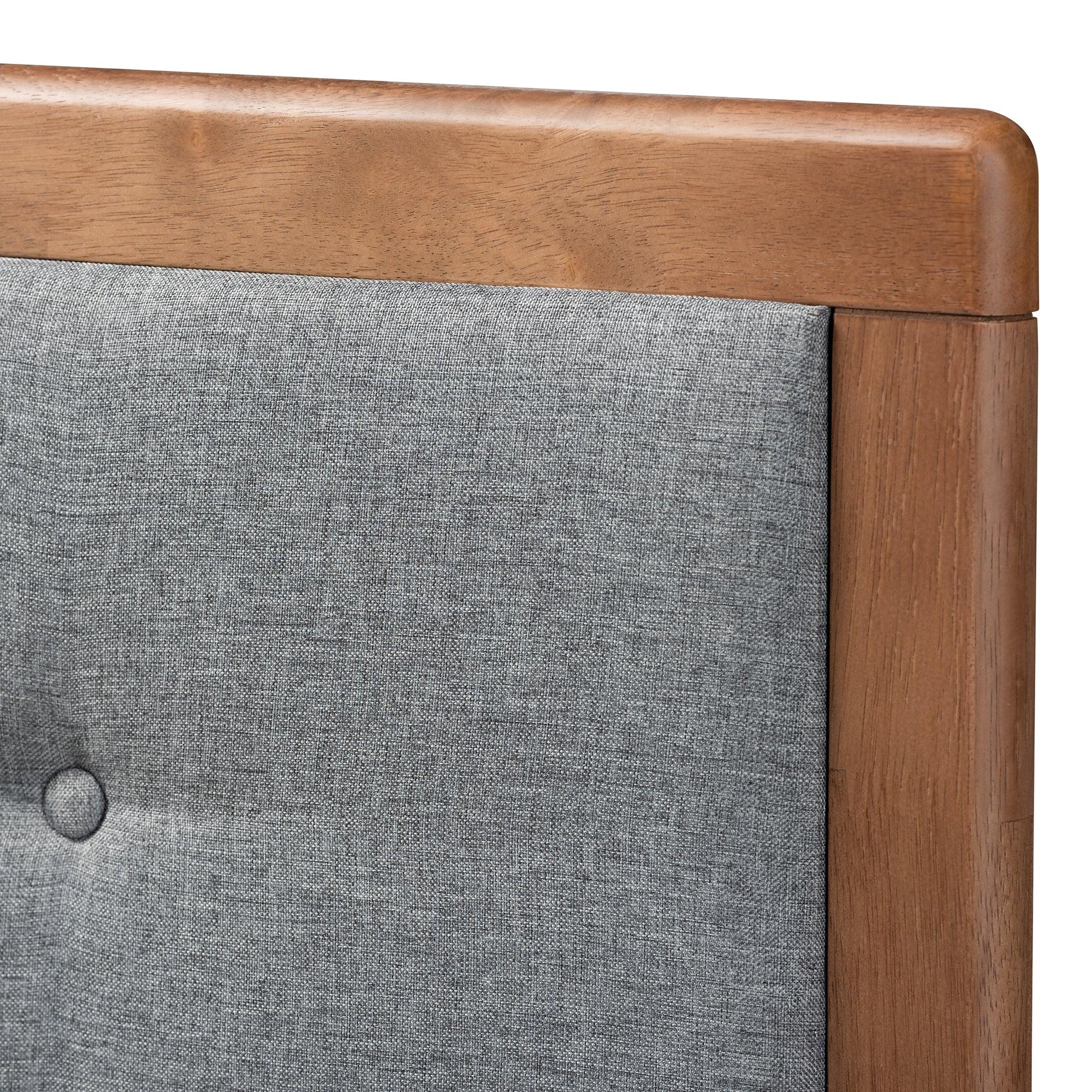 Sarine Mid-Century Modern Dark Fabric Upholstered Finished Wood Headboard