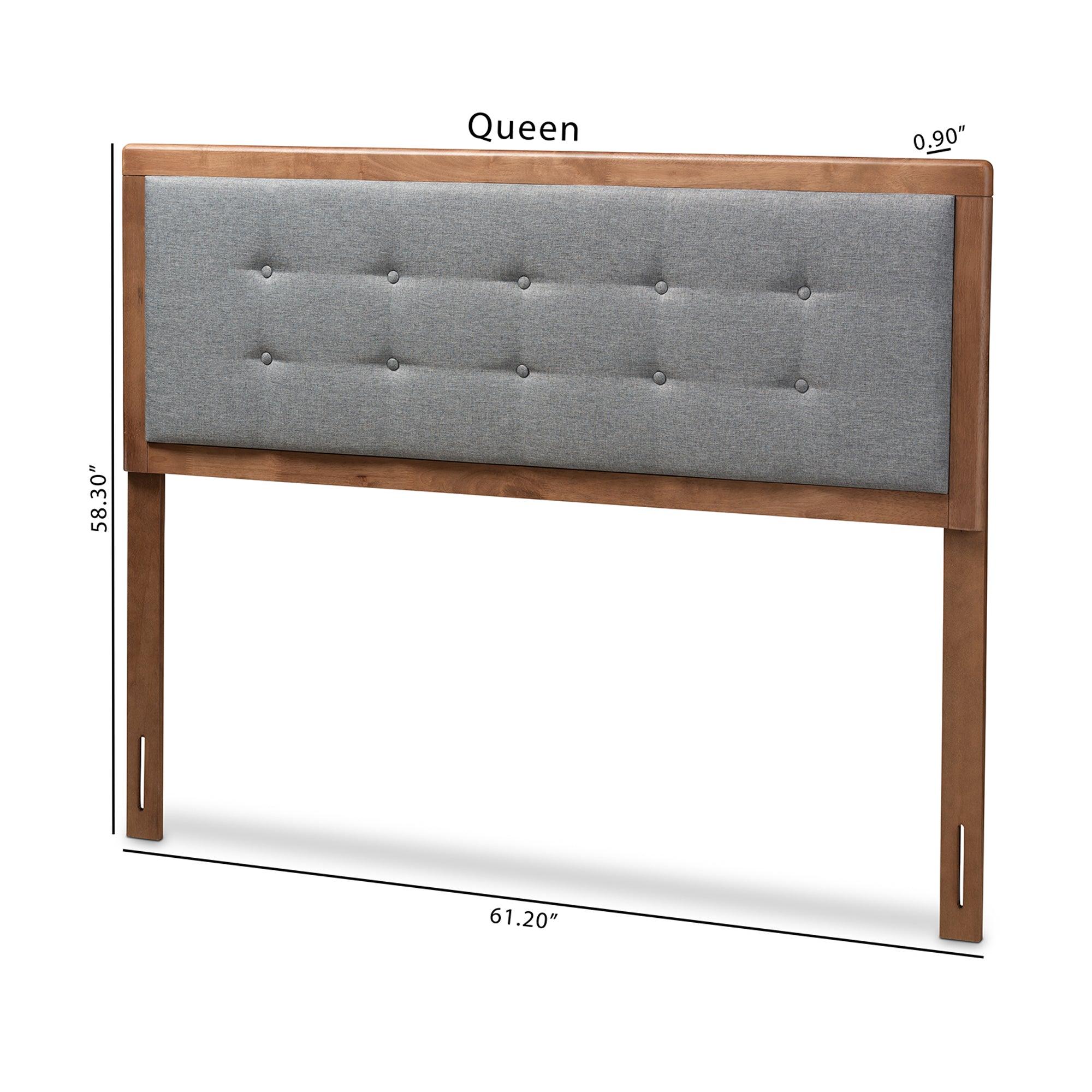 Sarine Mid-Century Modern Dark Fabric Upholstered Finished Wood Headboard