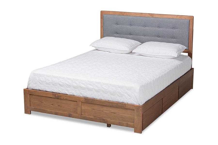 Lene Modern and Contemporary Transitional Dark Fabric Upholstered and Ash Finished Wood 3-Drawer Platform Storage Bed