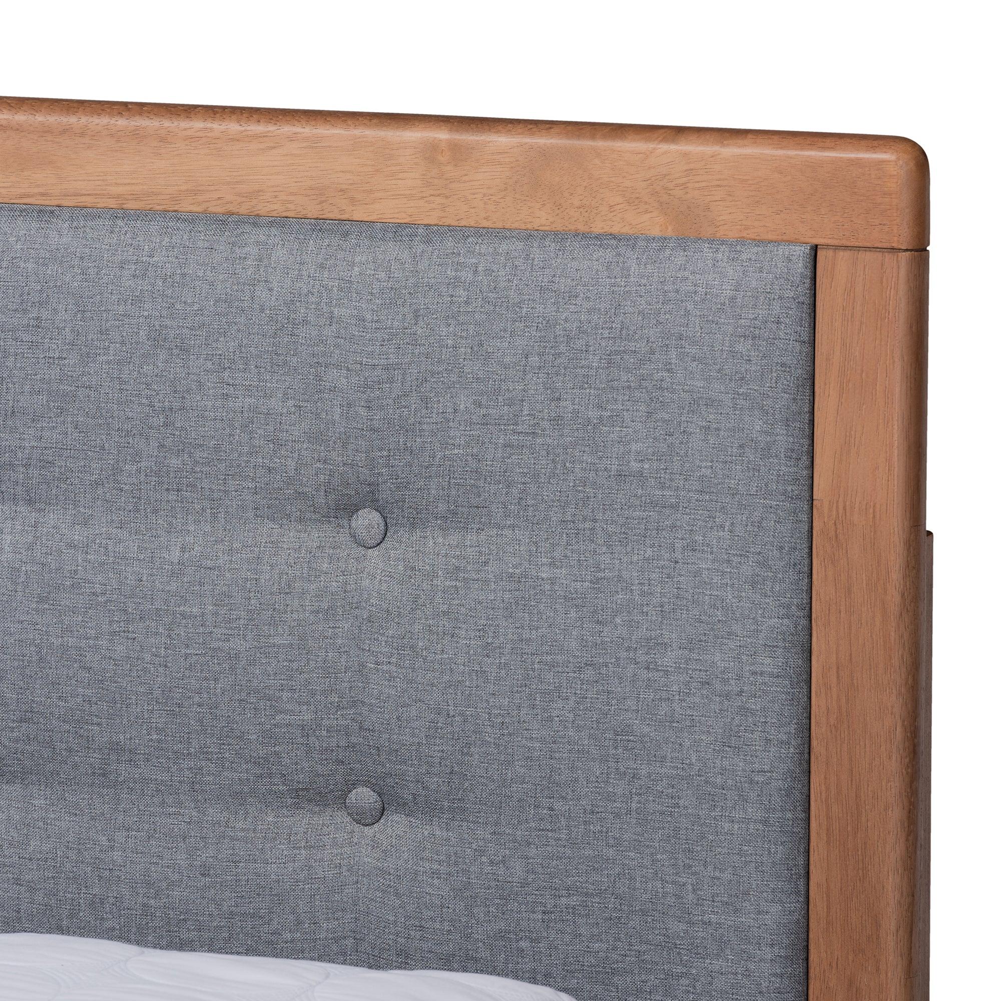 Lene Modern and Contemporary Transitional Dark Fabric Upholstered and Ash Finished Wood 3-Drawer Platform Storage Bed