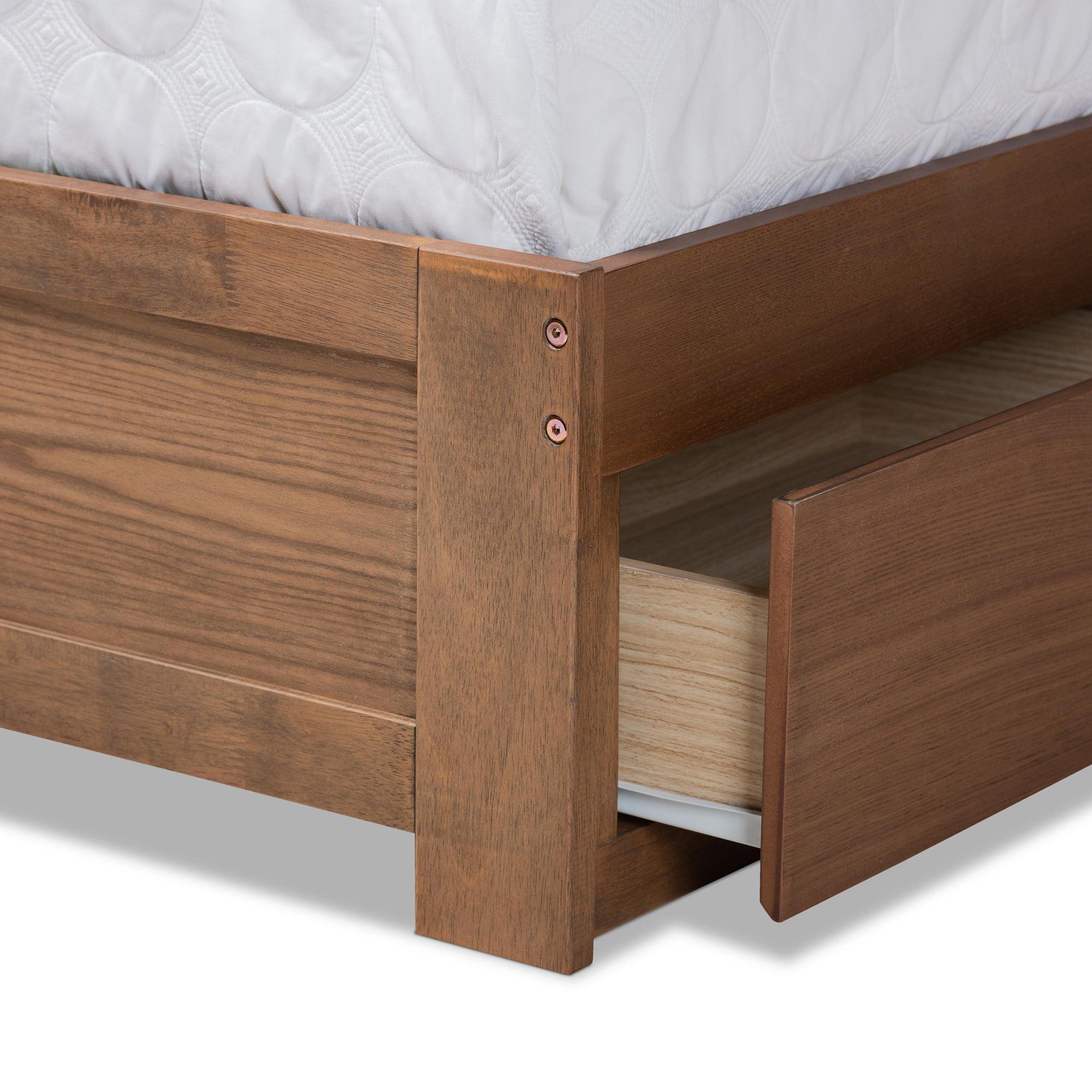 Lene Modern and Contemporary Transitional Dark Fabric Upholstered and Ash Finished Wood 3-Drawer Platform Storage Bed